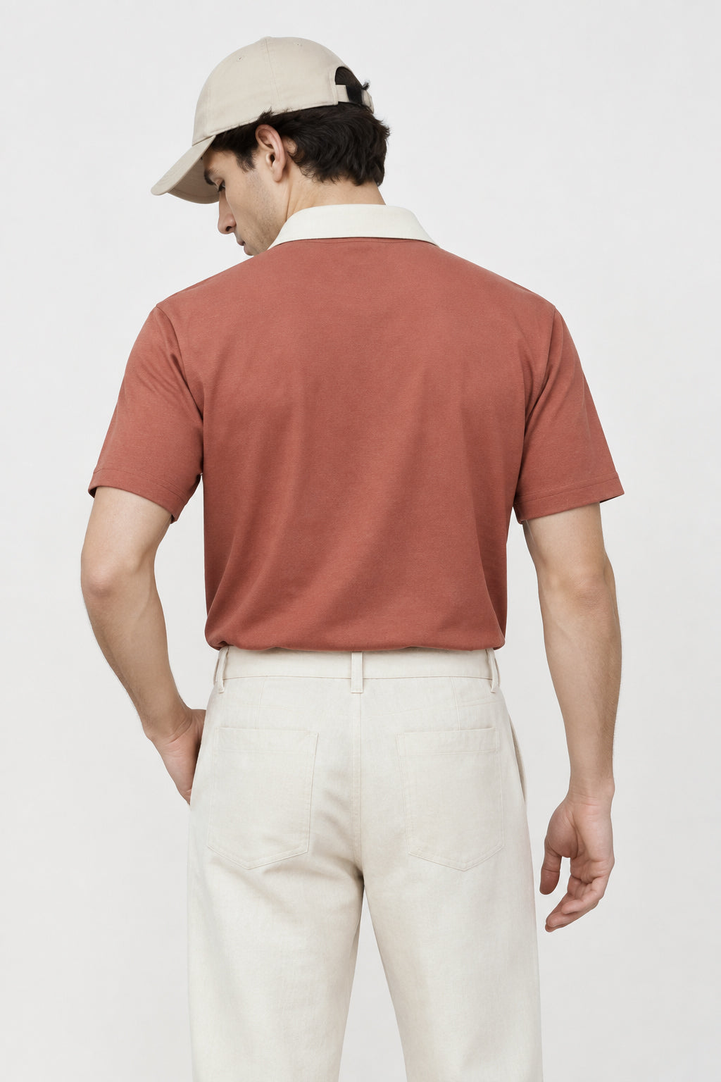 Heritage Heron Cotton Contrast Collar Orange Embroidered Polo