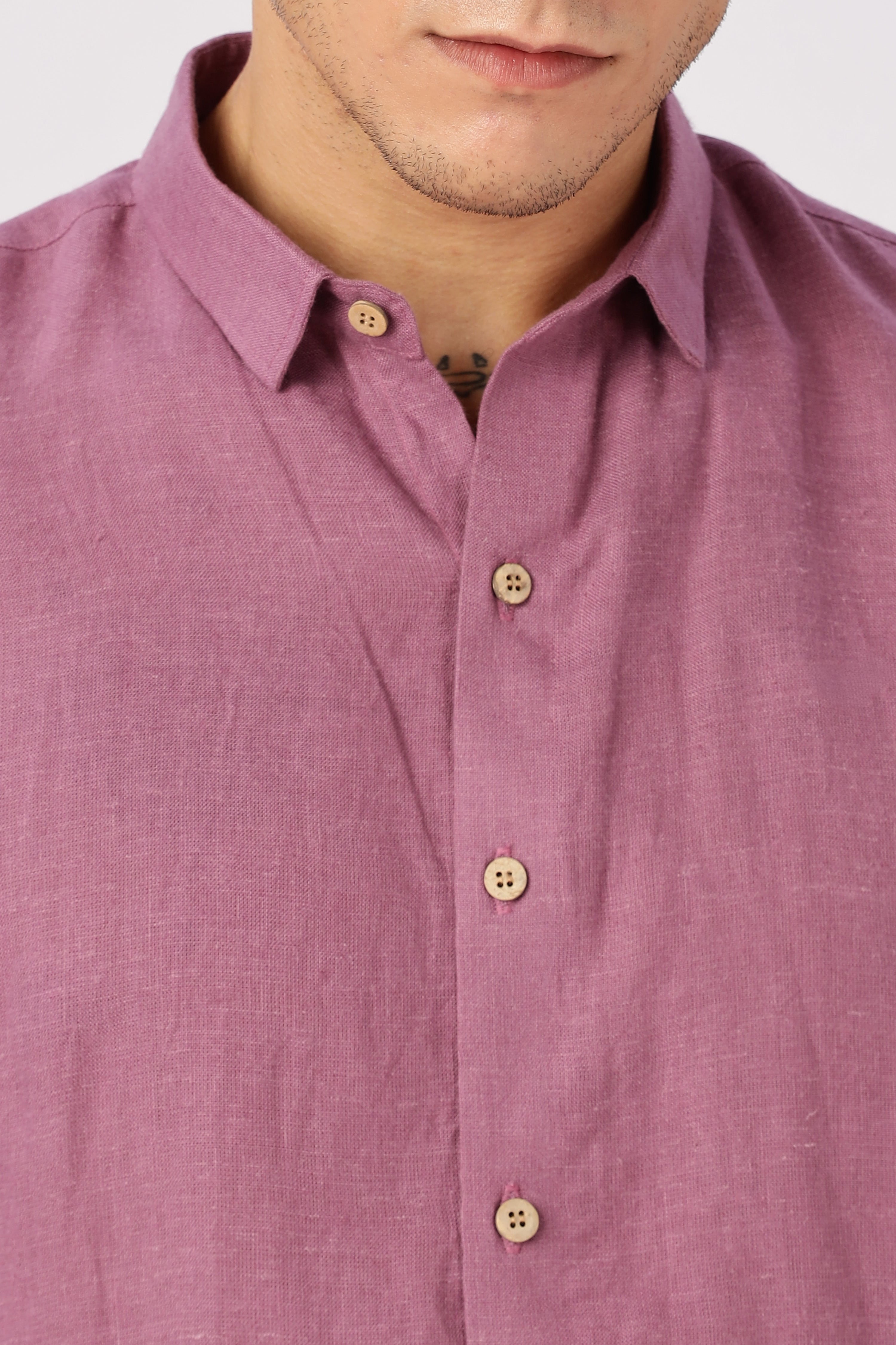 Mauve 100% Linen 44 Lea Shirt