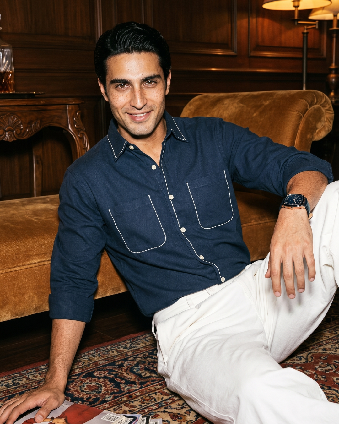 Midnight Blue – Chawal Takka with Bouble Pocket Shirt