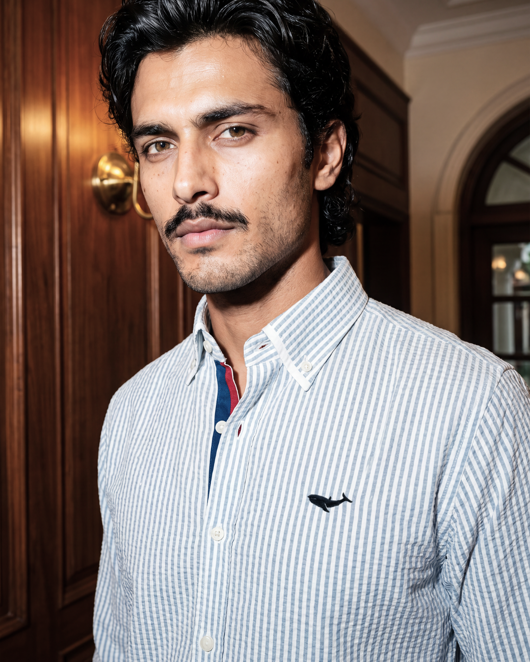 Harbour Stripe Oxford- Button Placket Spread Collar Shirt