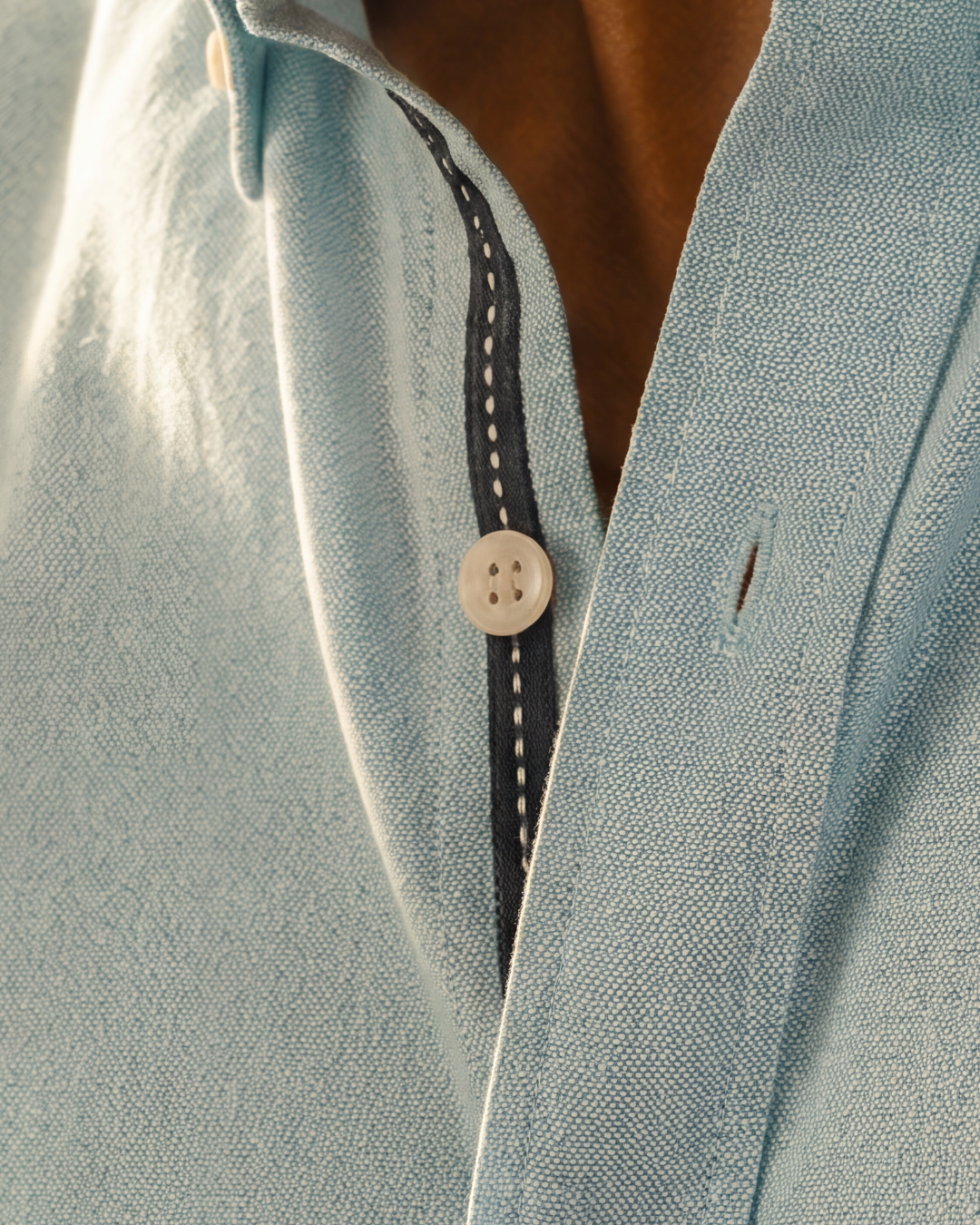 Fine Count Oxford- Broad Collar and Elbow Patches Sky Blue Shirt