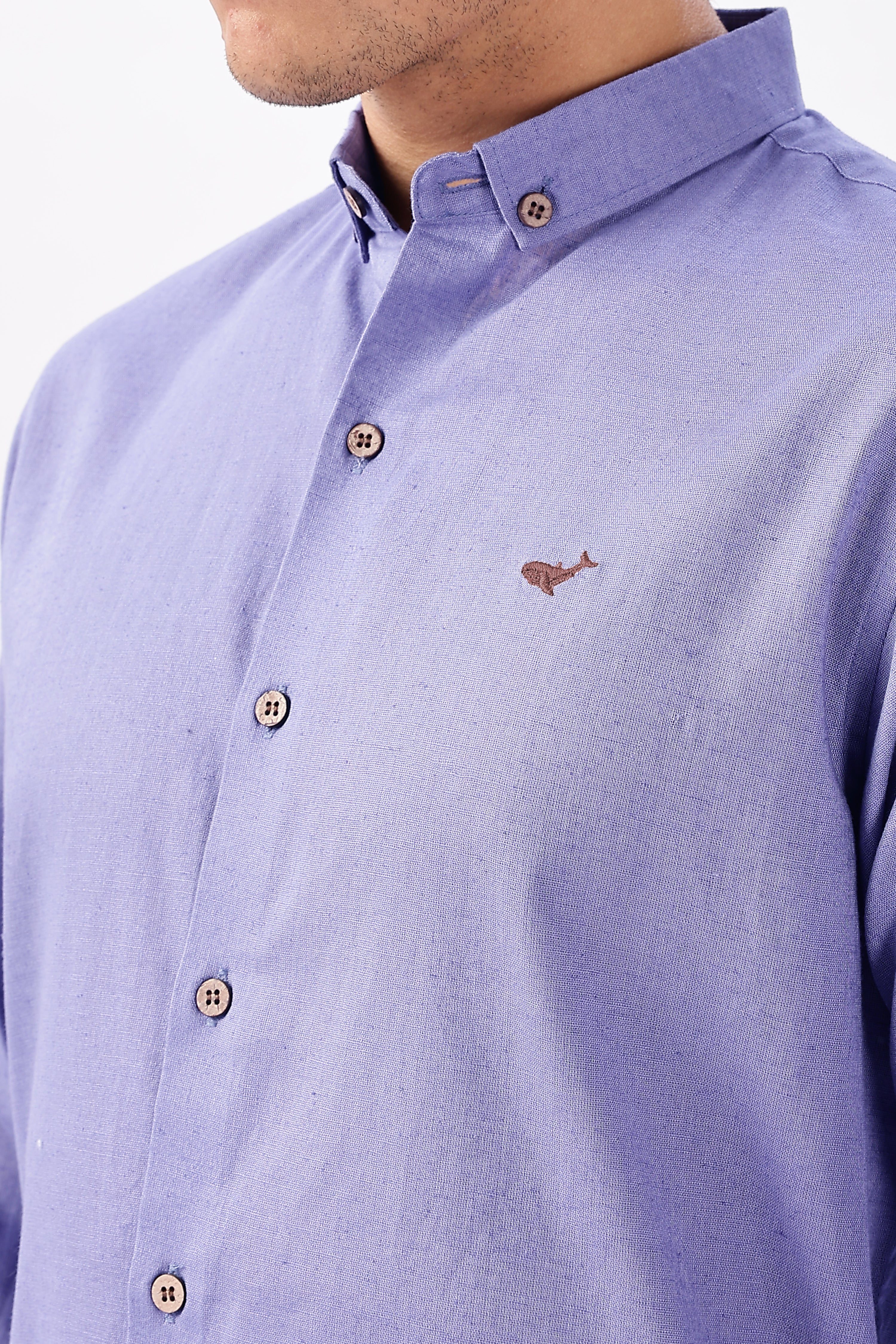 Porto Purple Cotton-Linen Essential Shirt