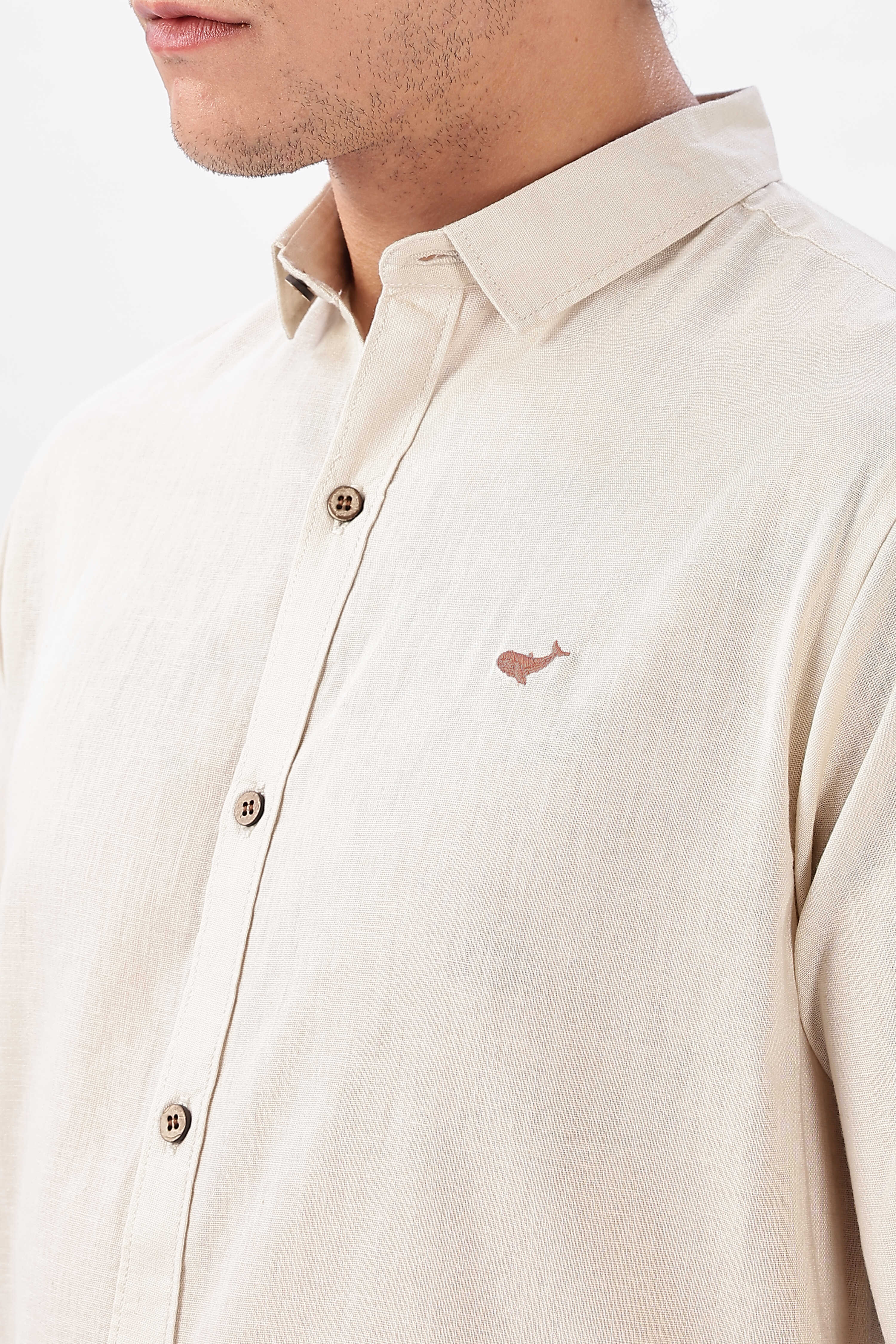 Sands of Sunday Cotton-Linen Regular Fit Beige Essential Shirt