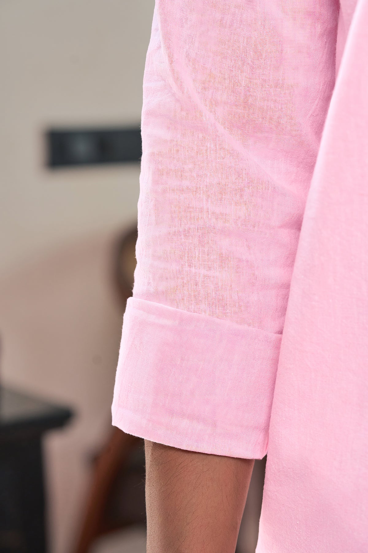 Arctic Pink Cotton-Linen Blend Essential Shirt
