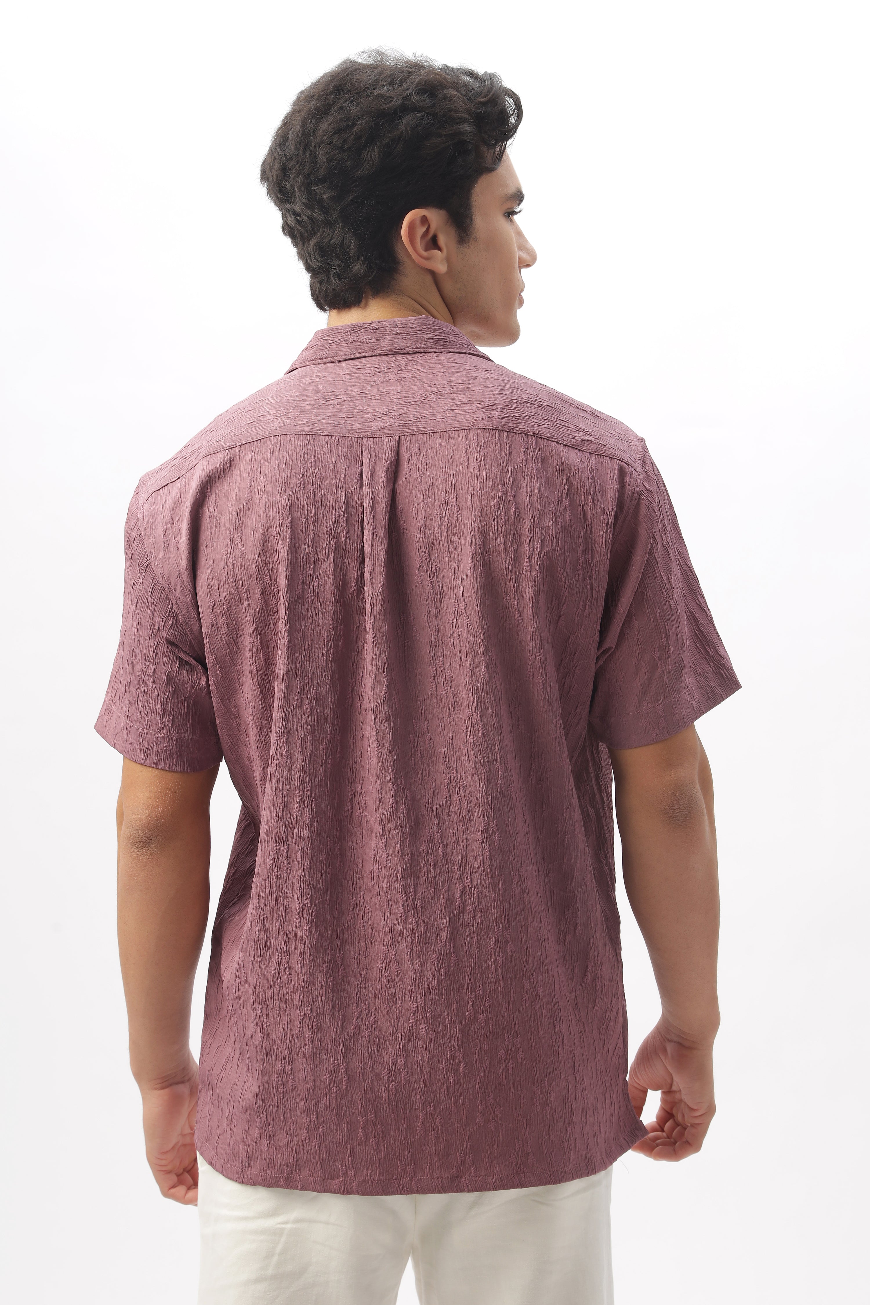 Miami Pink Textured Camp Collar Shirt