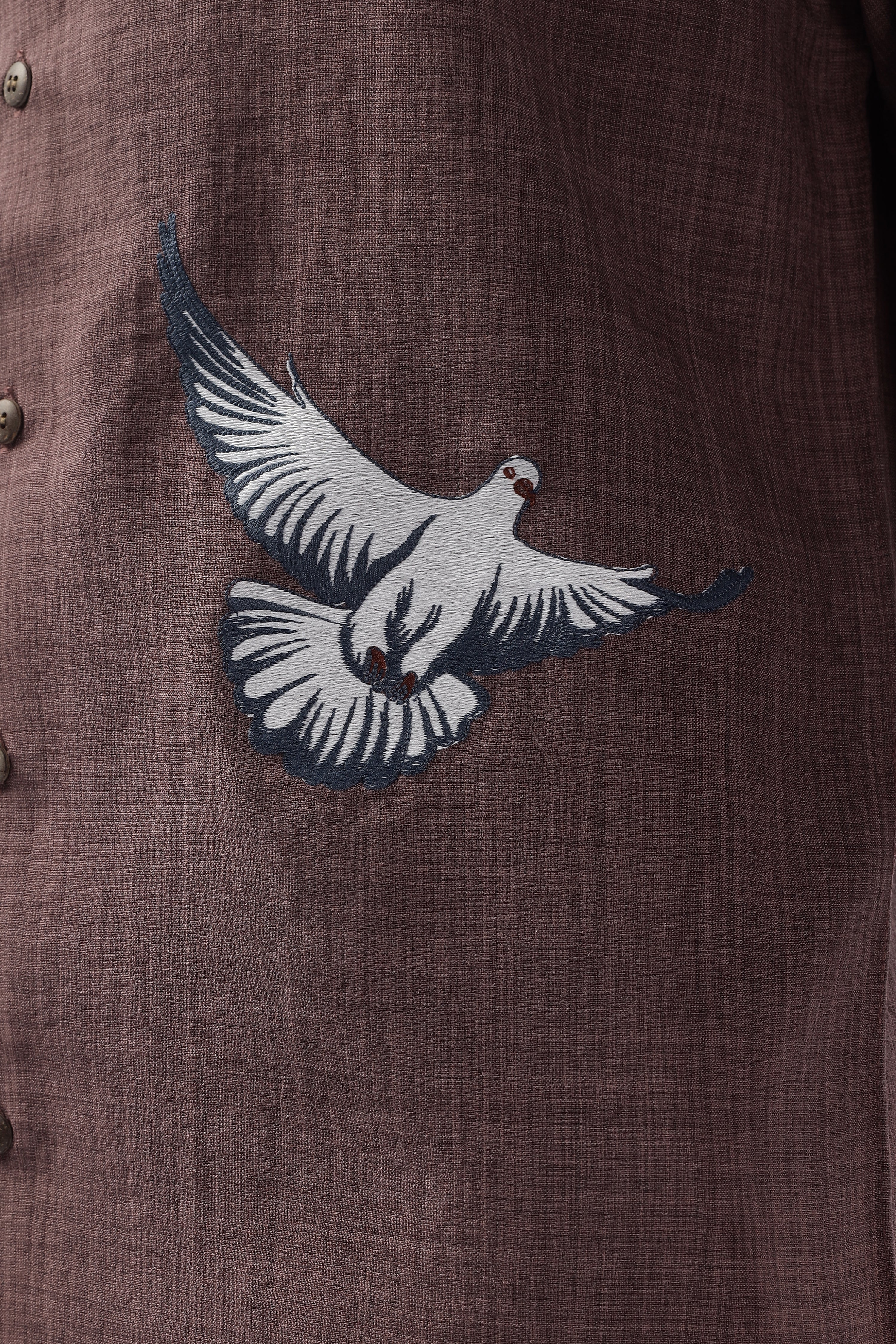 Pigeons of Paris Maroon Embroidery Shirt
