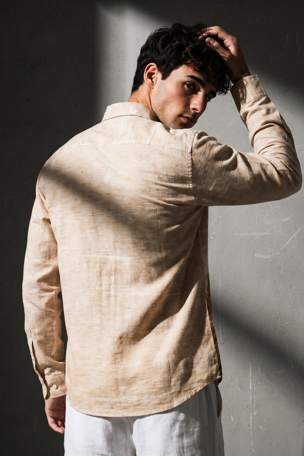 Desert Mirage Cotton Regular Fit Beige Printed Shirt