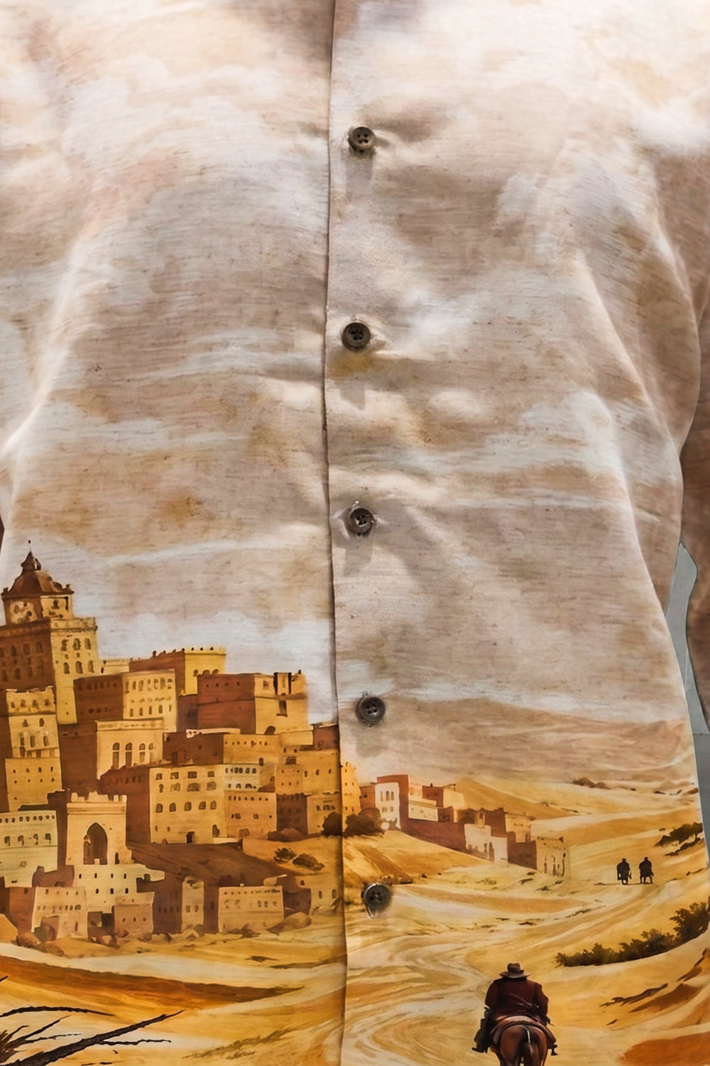 Desert Mirage Cotton Regular Fit Beige Printed Shirt