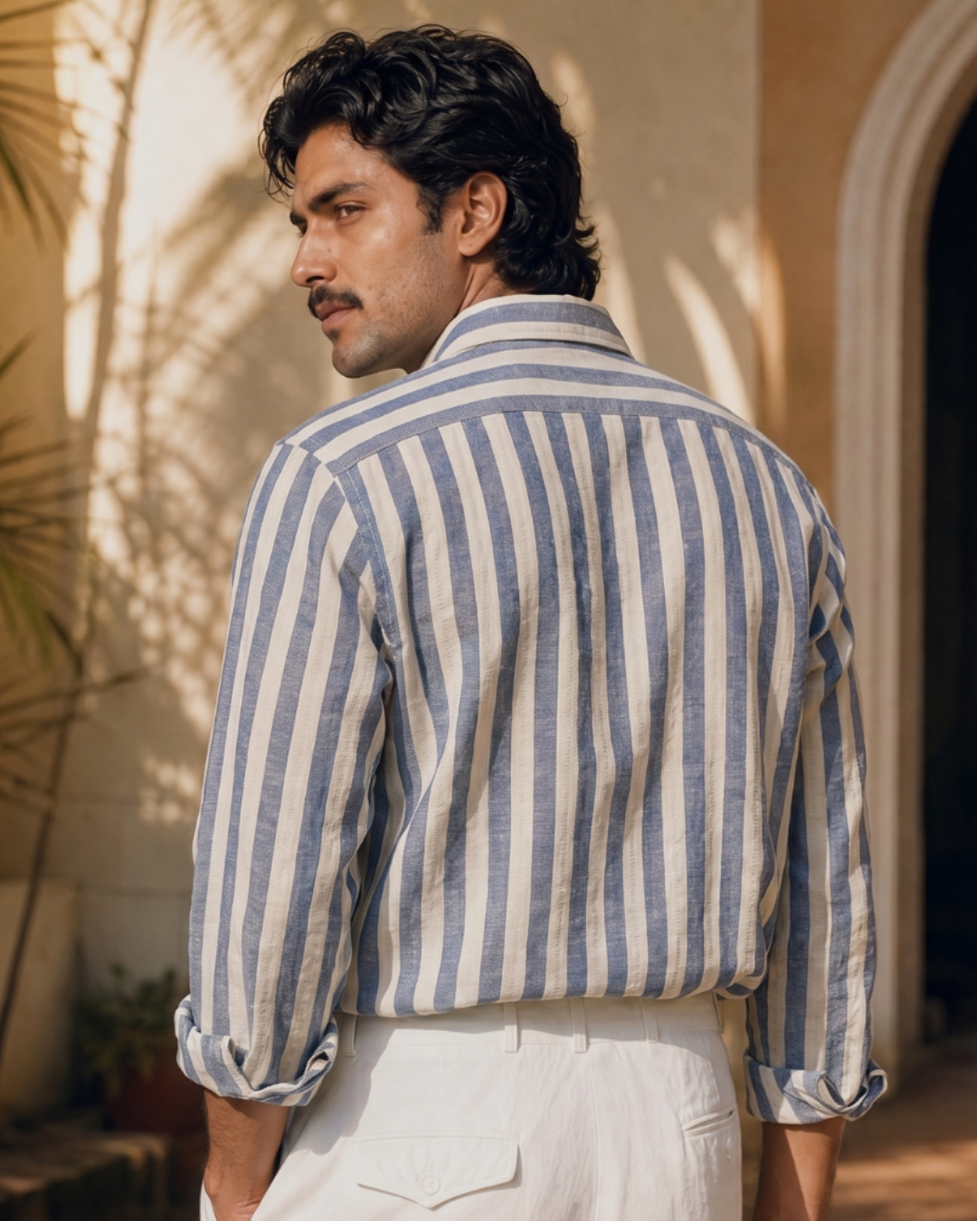 Riviera Stripe Oxford- Printed Button Placket  Shirt