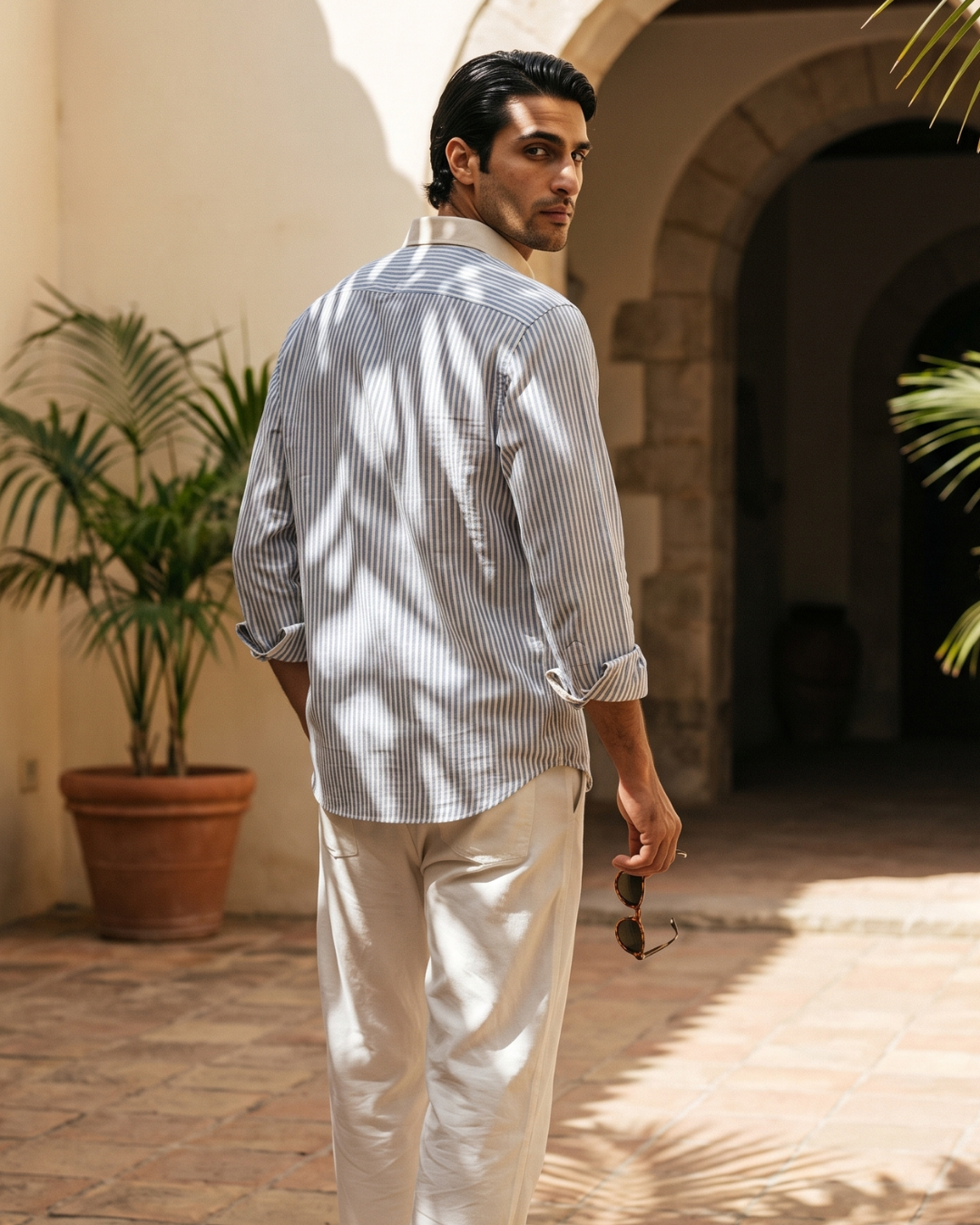 Regatta Stripe Oxford- Contrast Collar Shirt