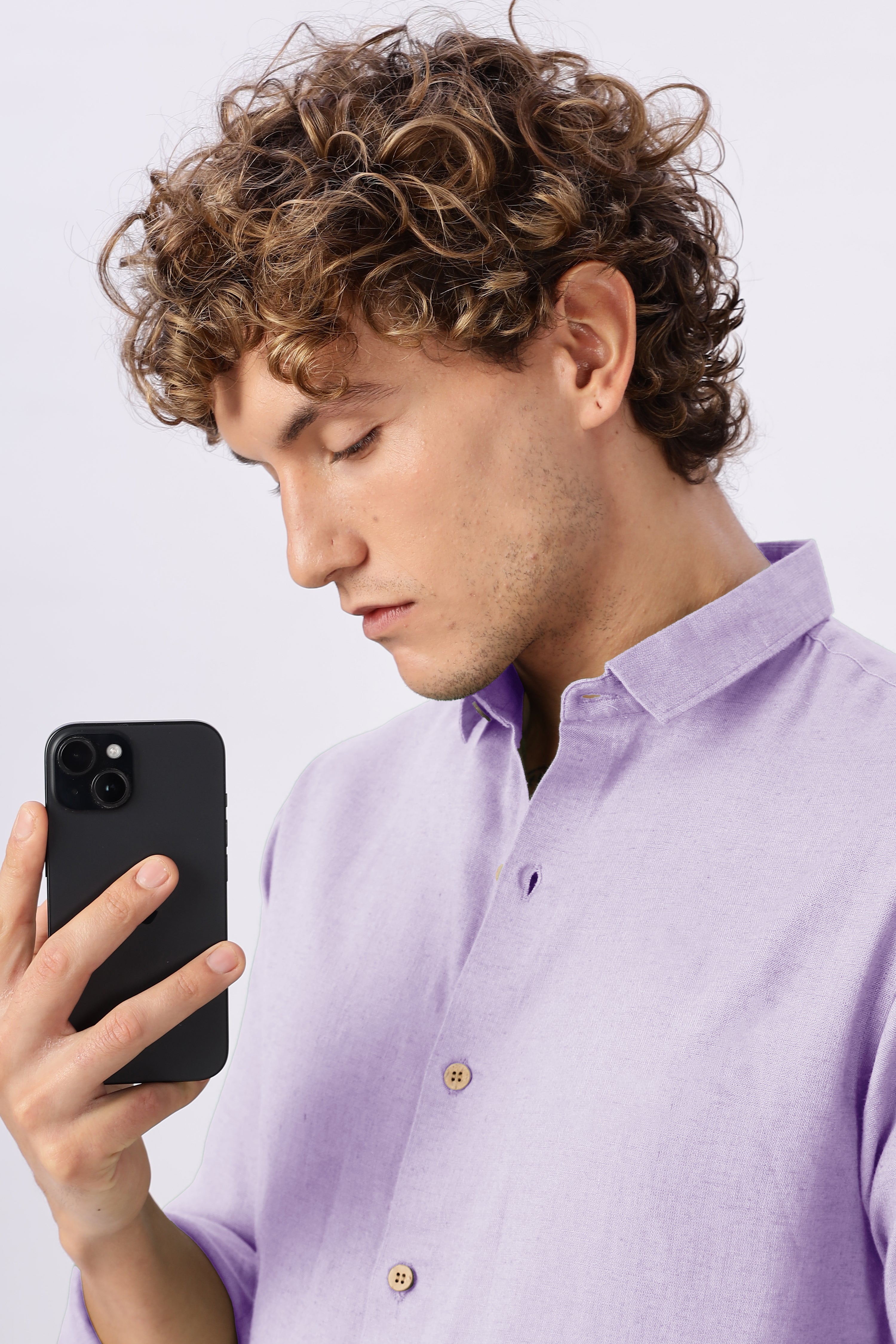 Lavender Ease 30% Linen Regular Fit Shirt