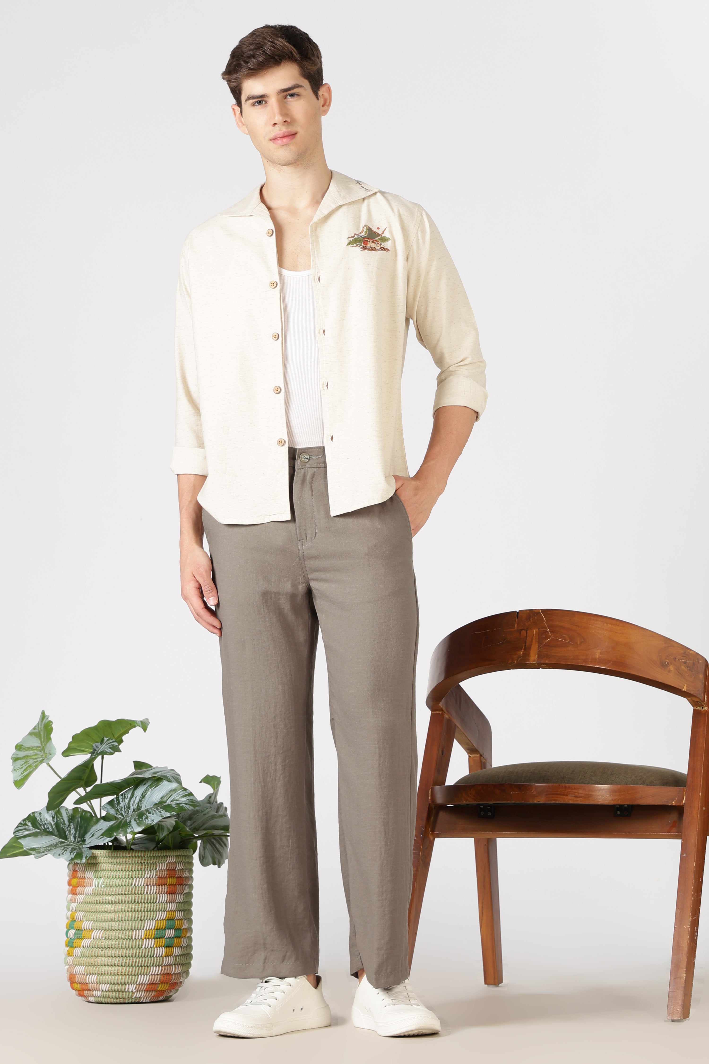 Free Flow 100% Cotton Parallel Fit Pants