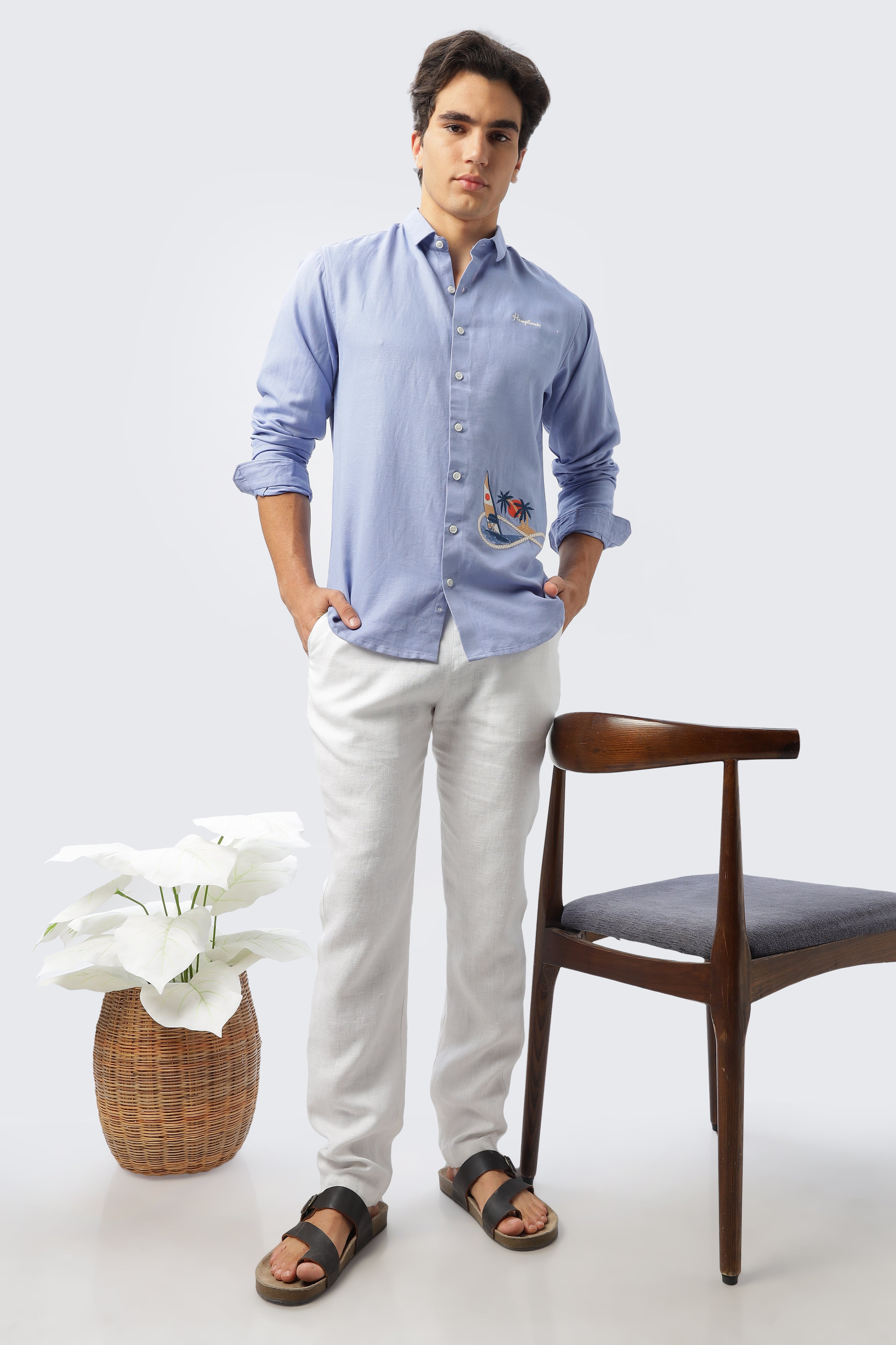 Sundown Sail Blue Embroidered Shirt