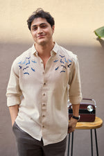 Internet's Viral Cotton Regular Fit Beige Embroidery Shirt