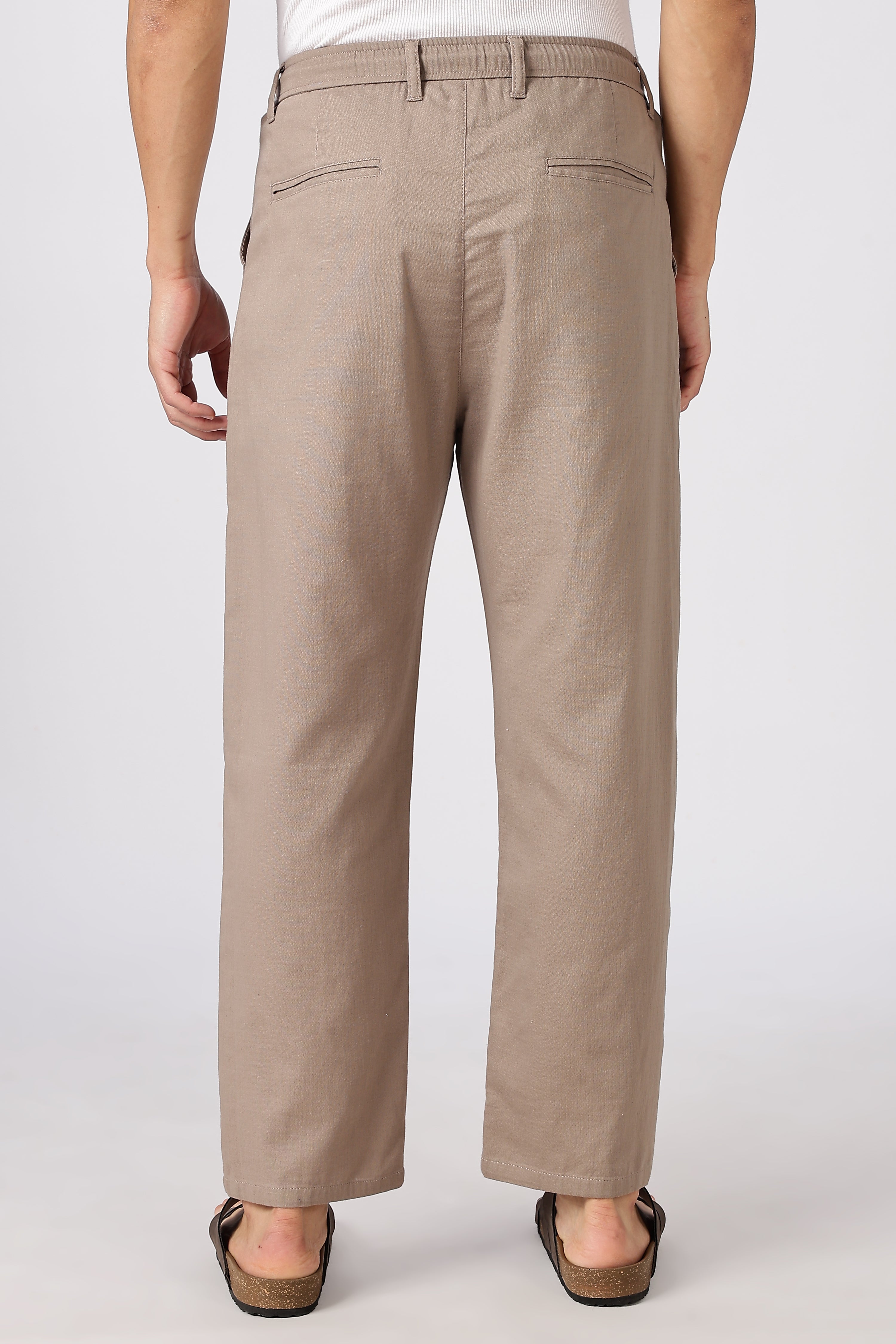 Stand at Ease 100% Cotton Straight Fit Beige Pant