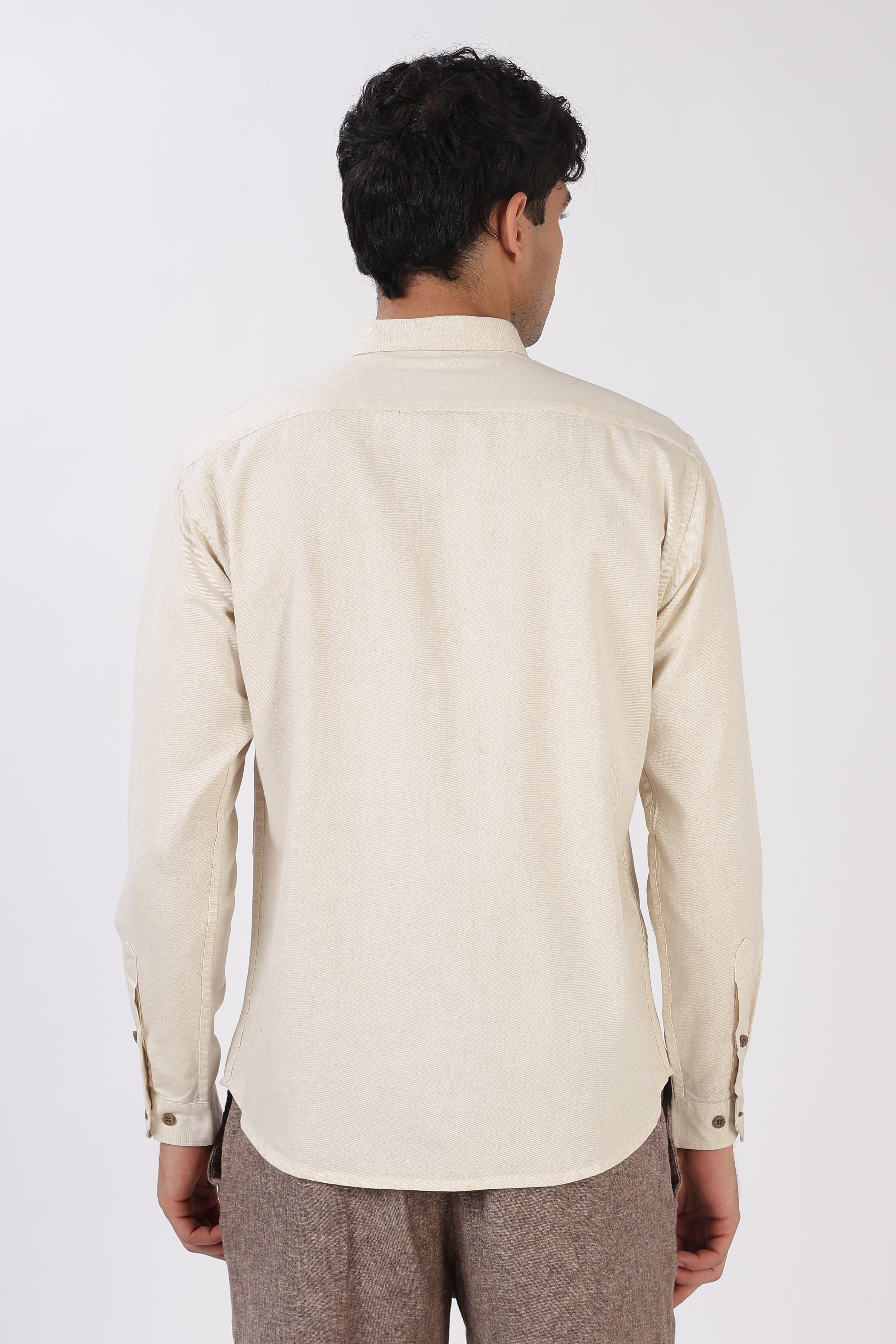 Renaissance Portrait Cotton Regular Fit Beige Pocket Print Shirt