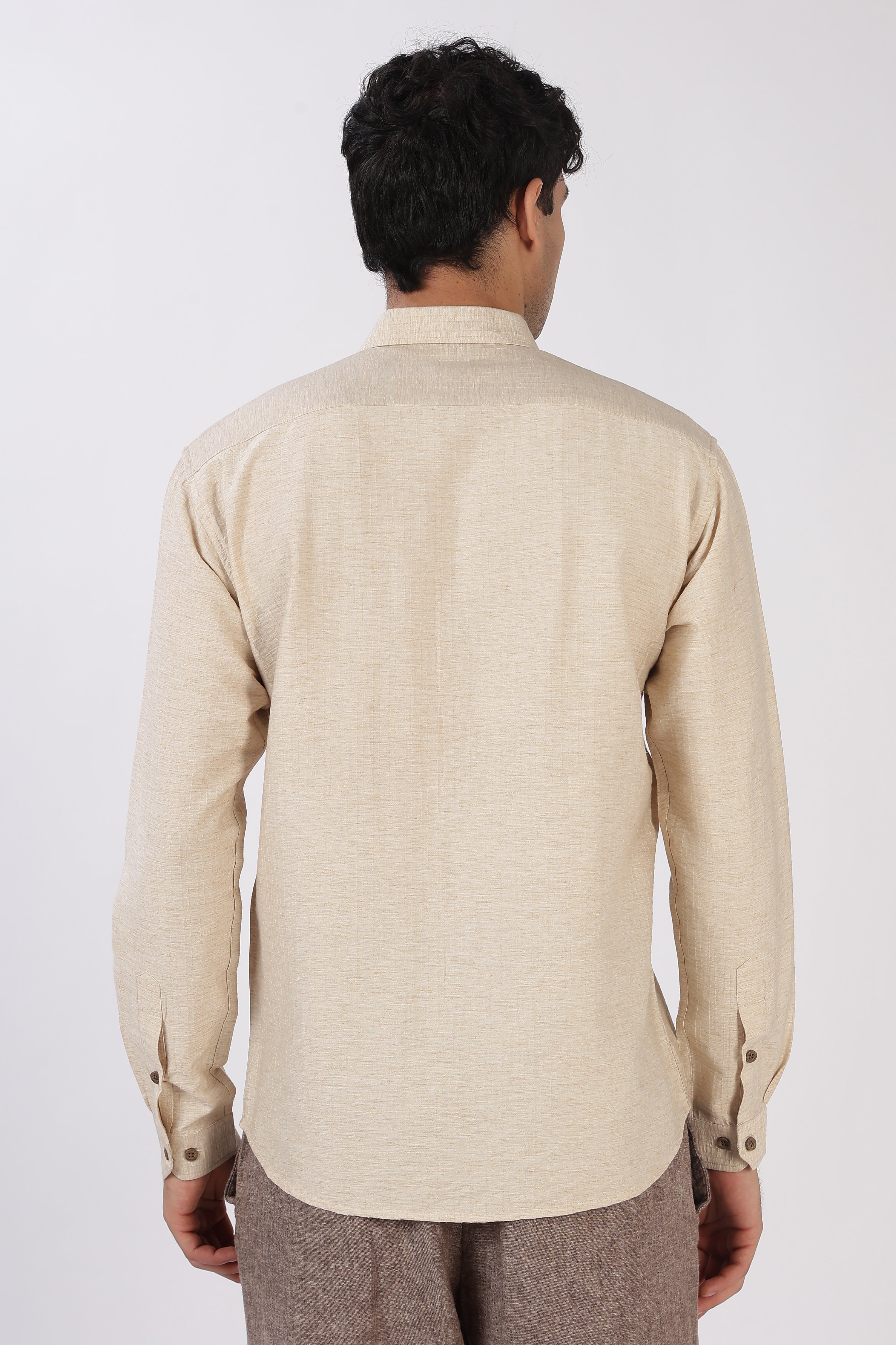 Gentle Giraffe Cotton Regular Fit Beige Embroidered Shirt