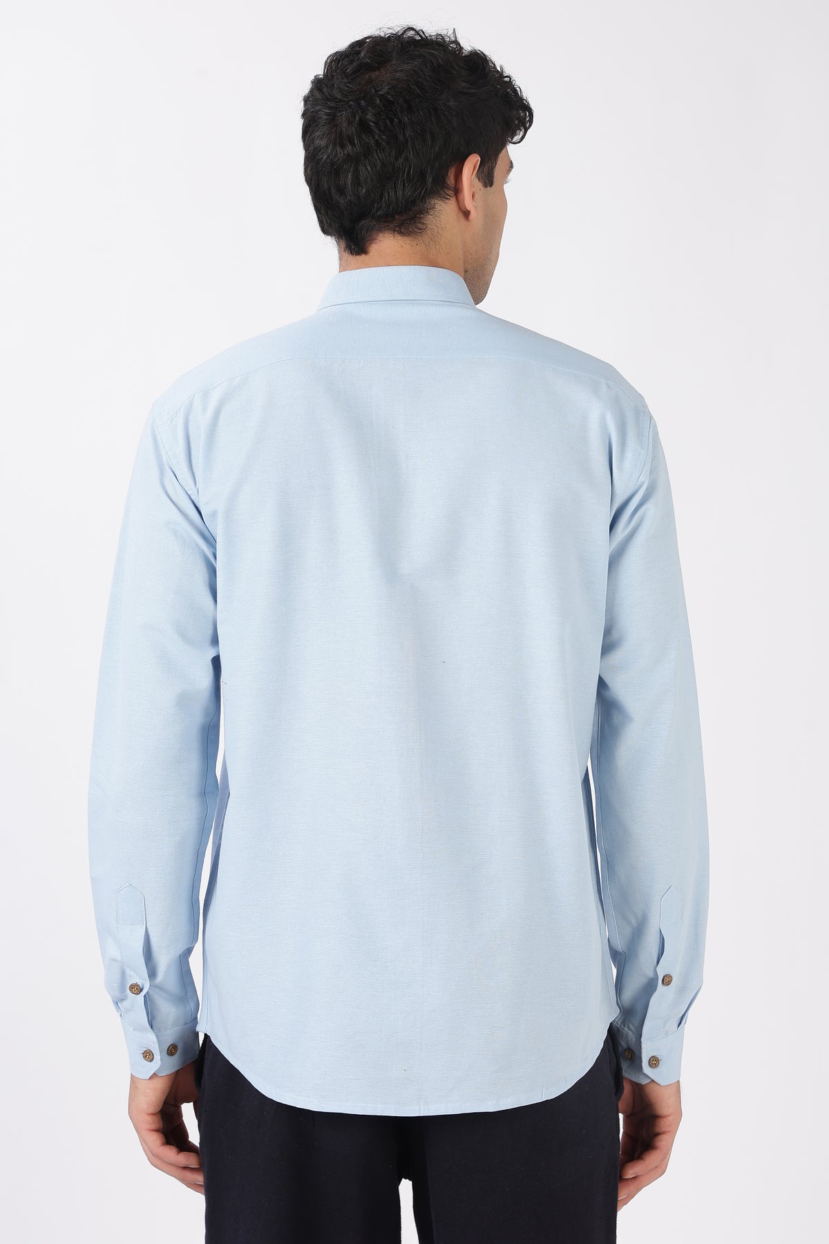 Harbour Catch Cotton Regular Fit Blue Embroidered Shirt