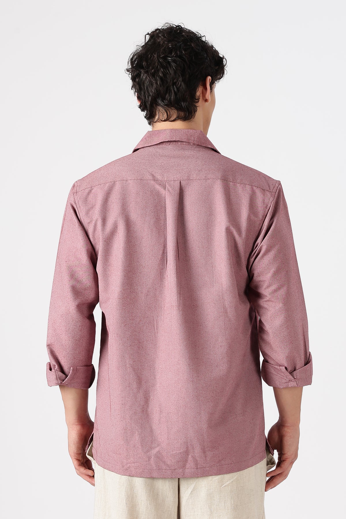 The Wanderer Travellers Cotton Box Fit Pink Embroidered Shirt