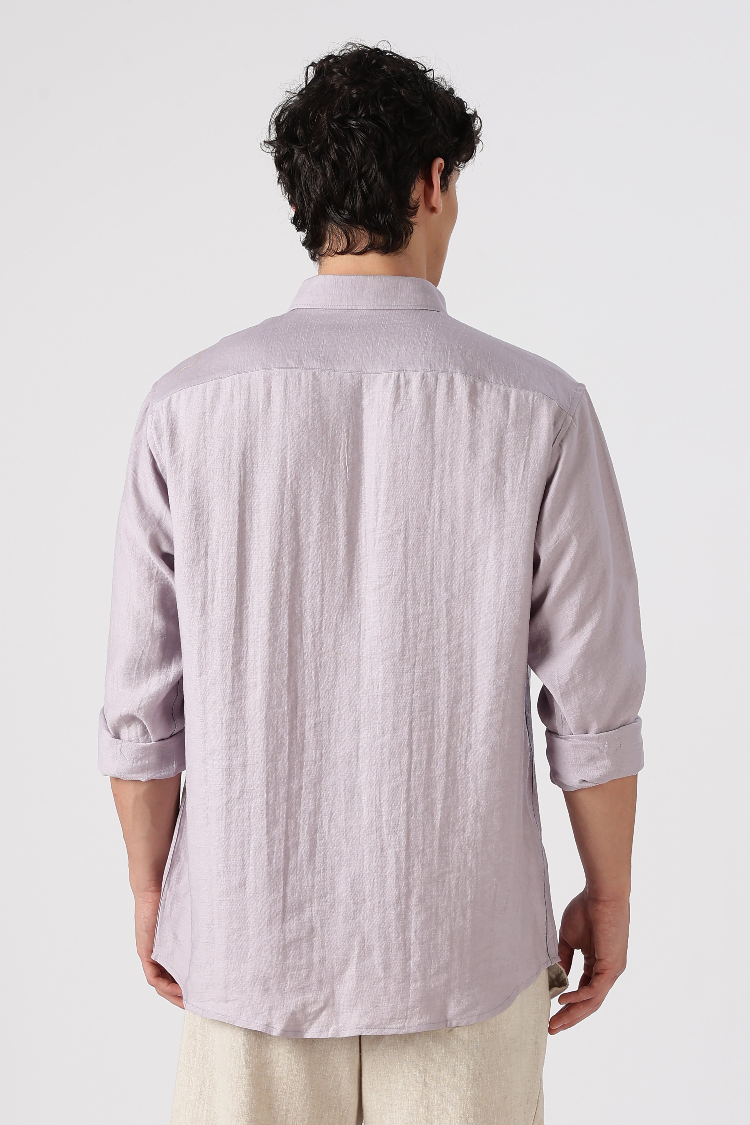 Wanderer's Passport Cotton Regular Fit Purple Embroidered Shirt