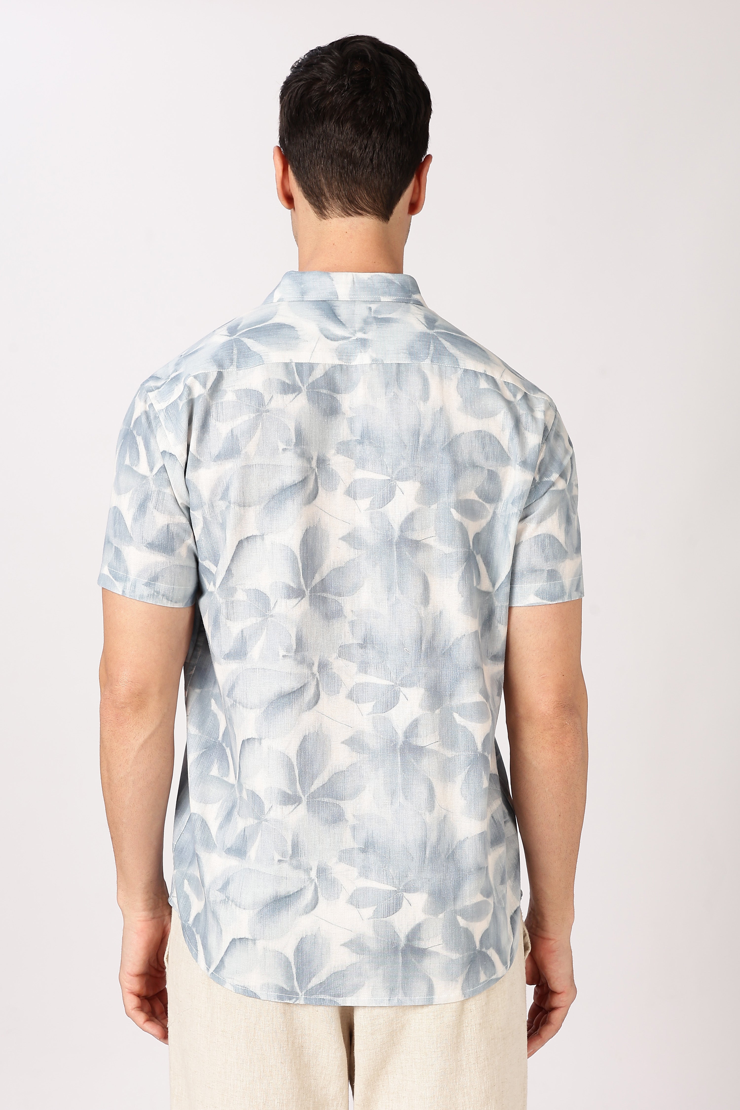 Mist Mosaic Cotton Regular Fit Fit Sky Printed Shirt