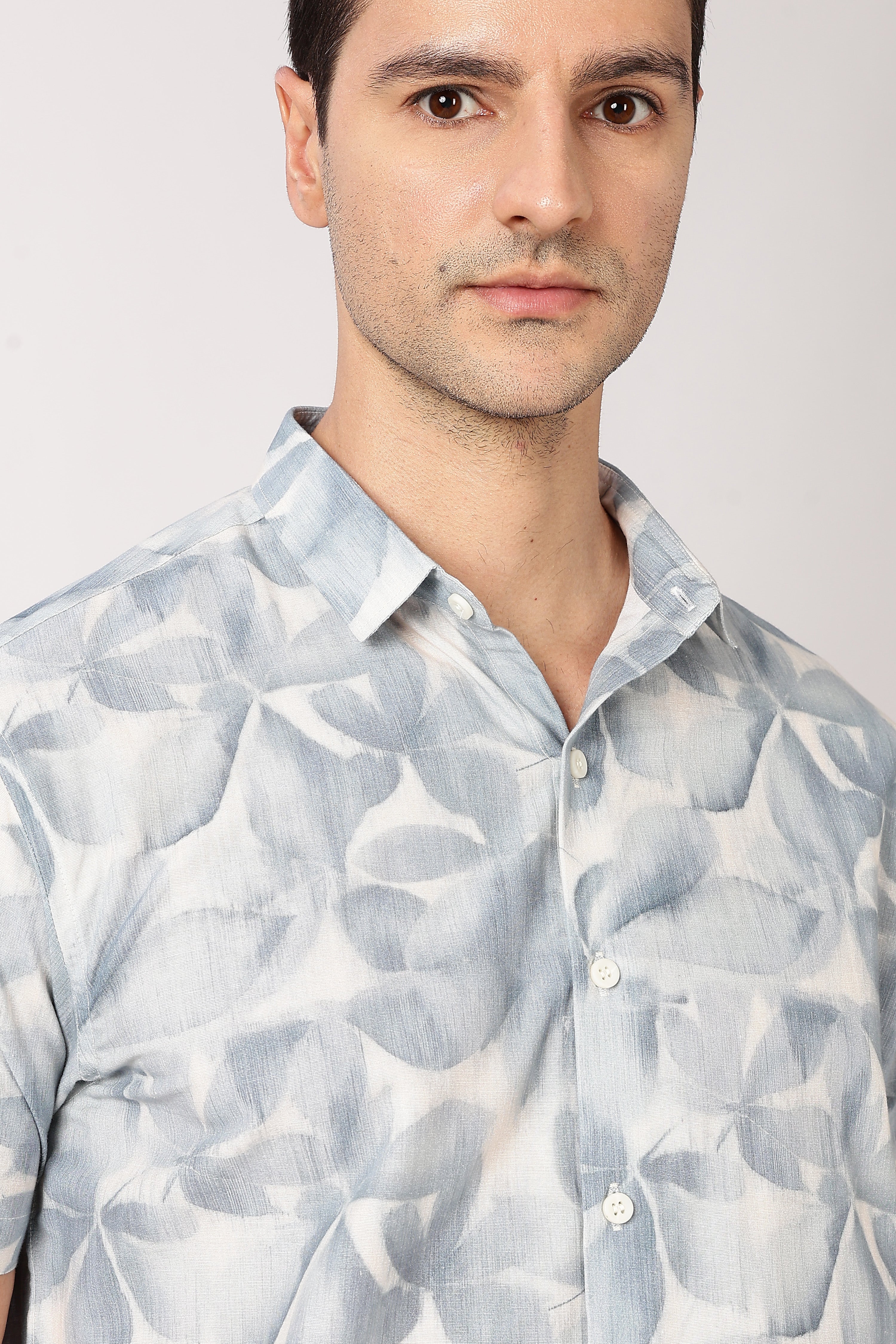 Mist Mosaic Cotton Regular Fit Fit Sky Printed Shirt