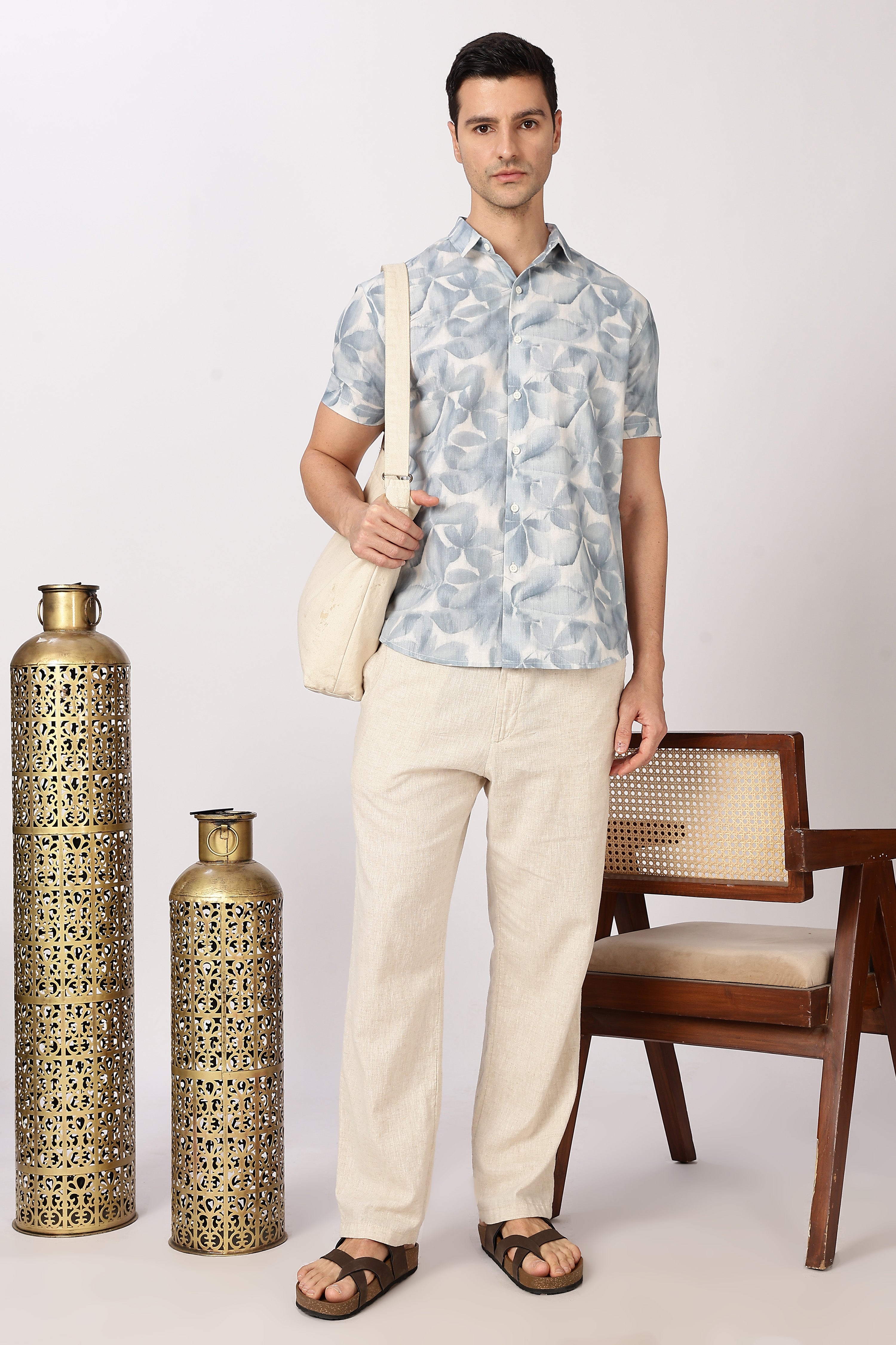 Mist Mosaic Cotton Regular Fit Fit Sky Printed Shirt