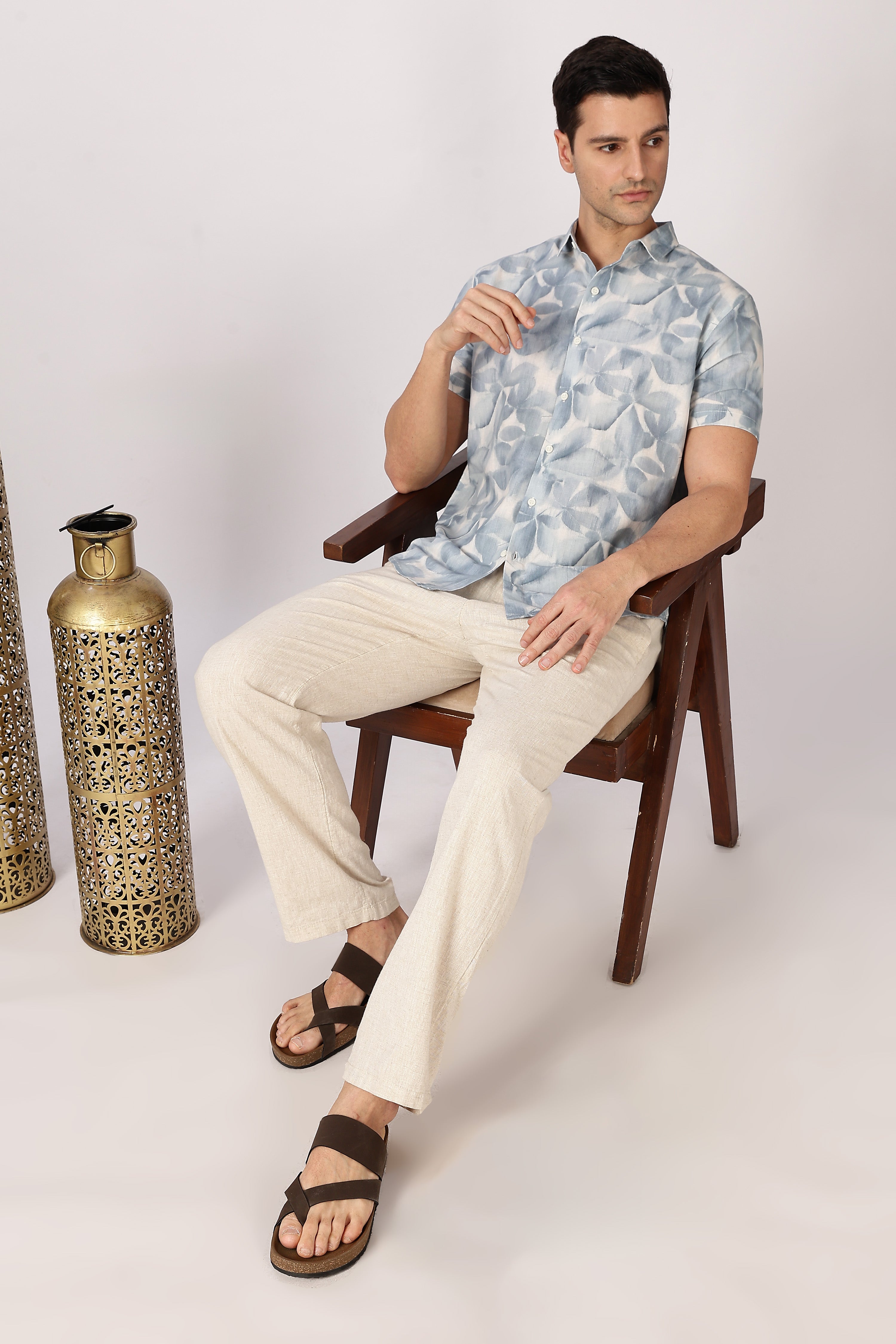 Mist Mosaic Cotton Regular Fit Fit Sky Printed Shirt