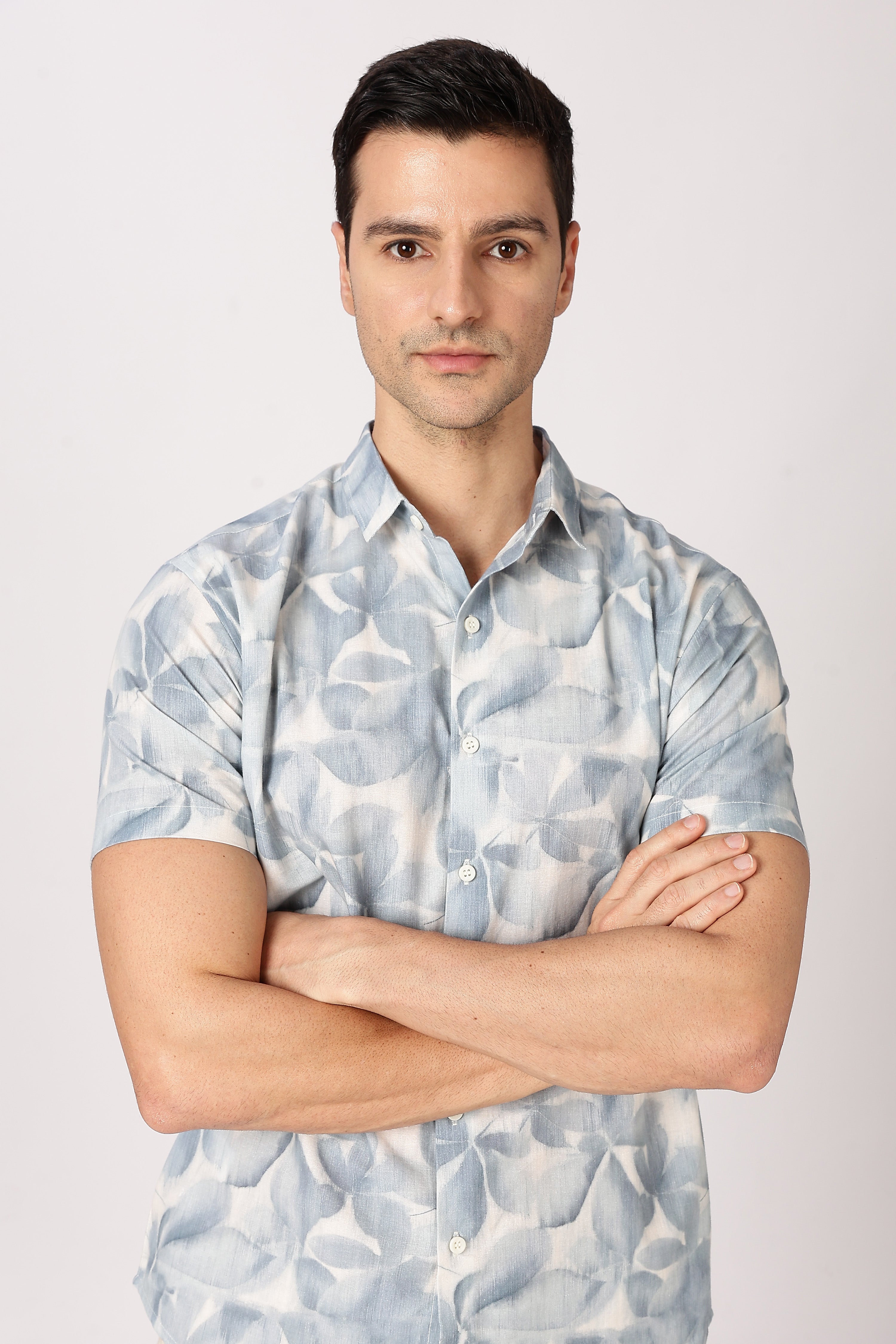 Mist Mosaic Cotton Regular Fit Fit Sky Printed Shirt