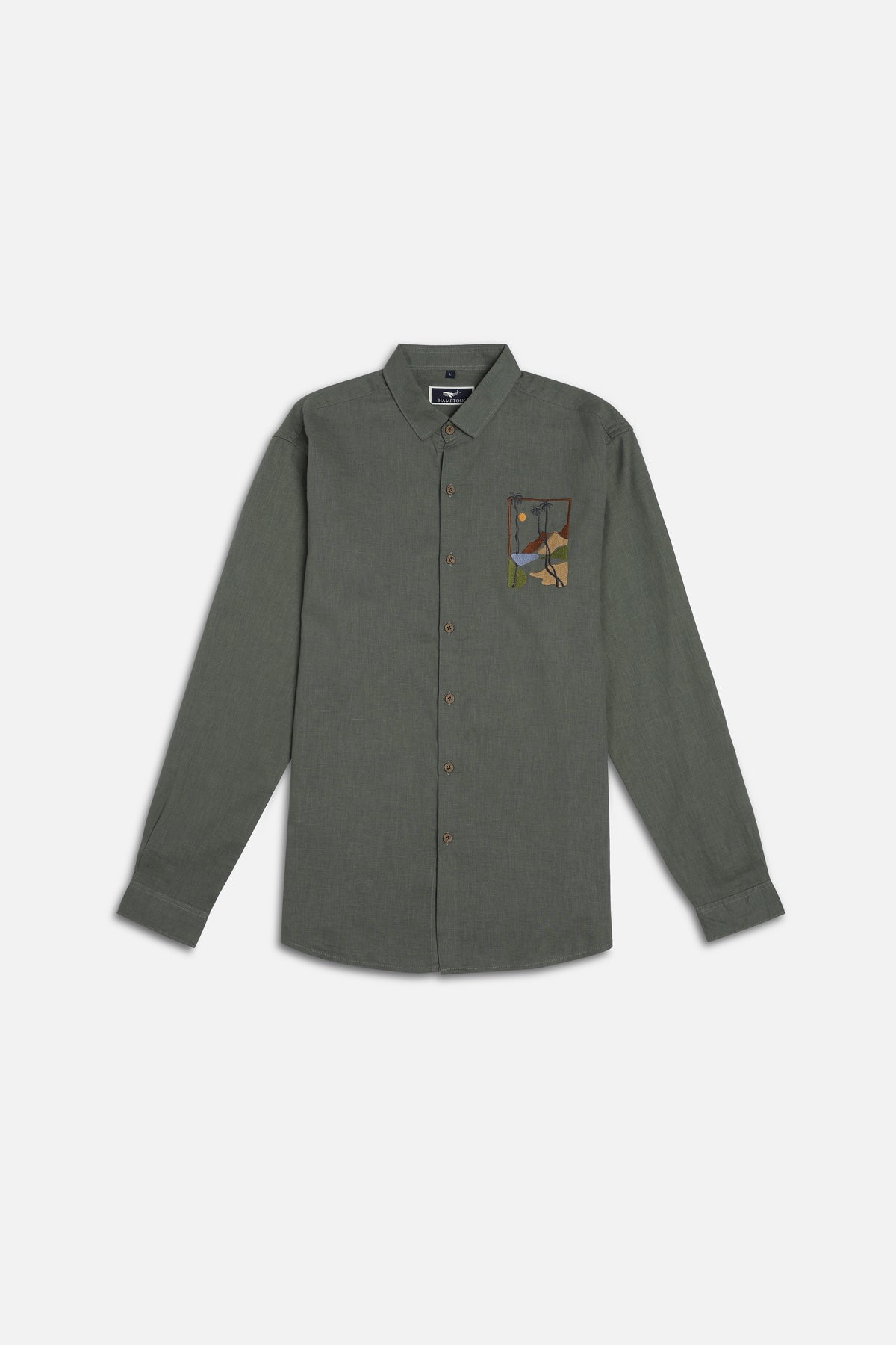 Sundowner Mirage Cotton Regular Fit Mint Green Embroidered Shirt