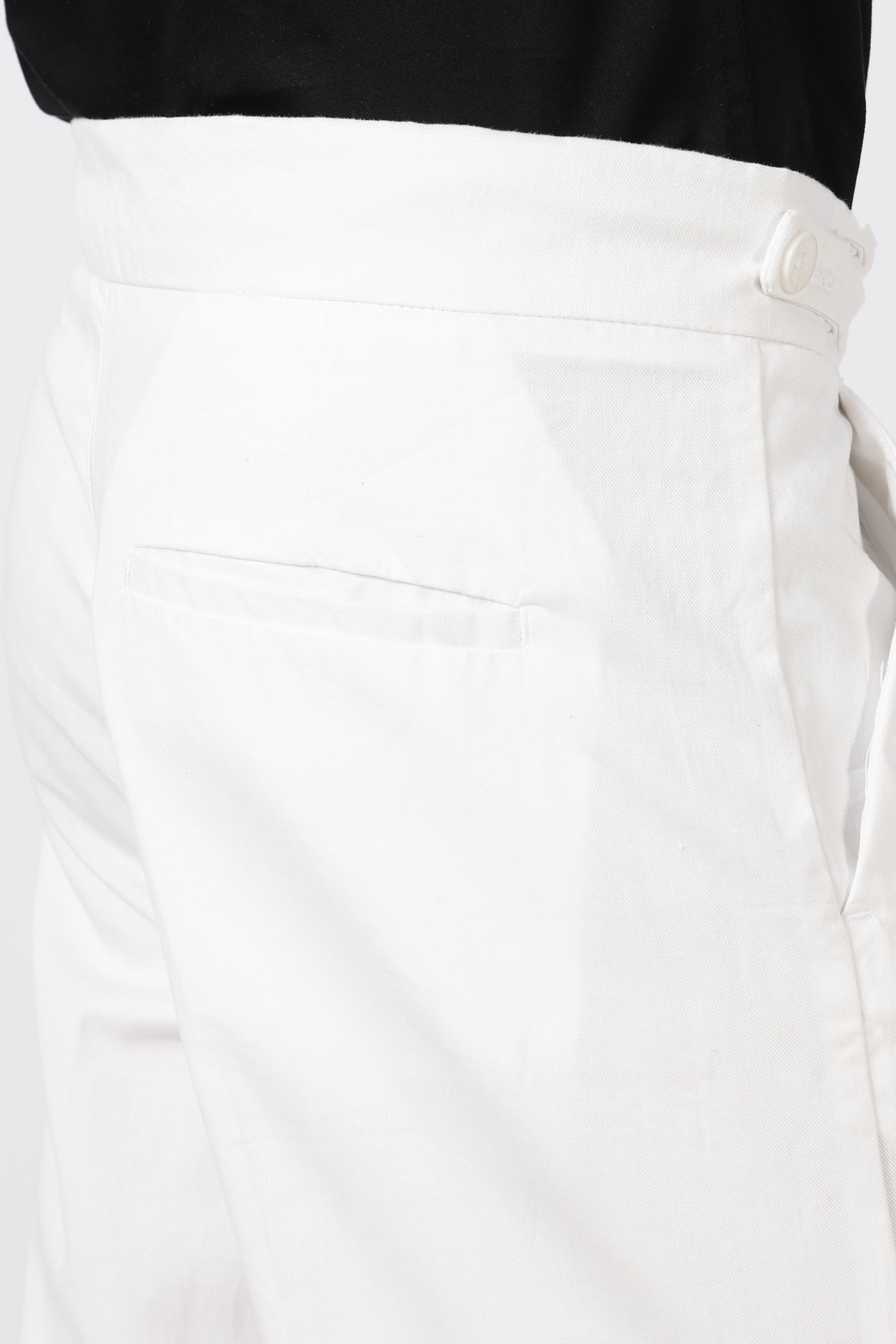 Italian Style White Pleated Straight Fit Pants