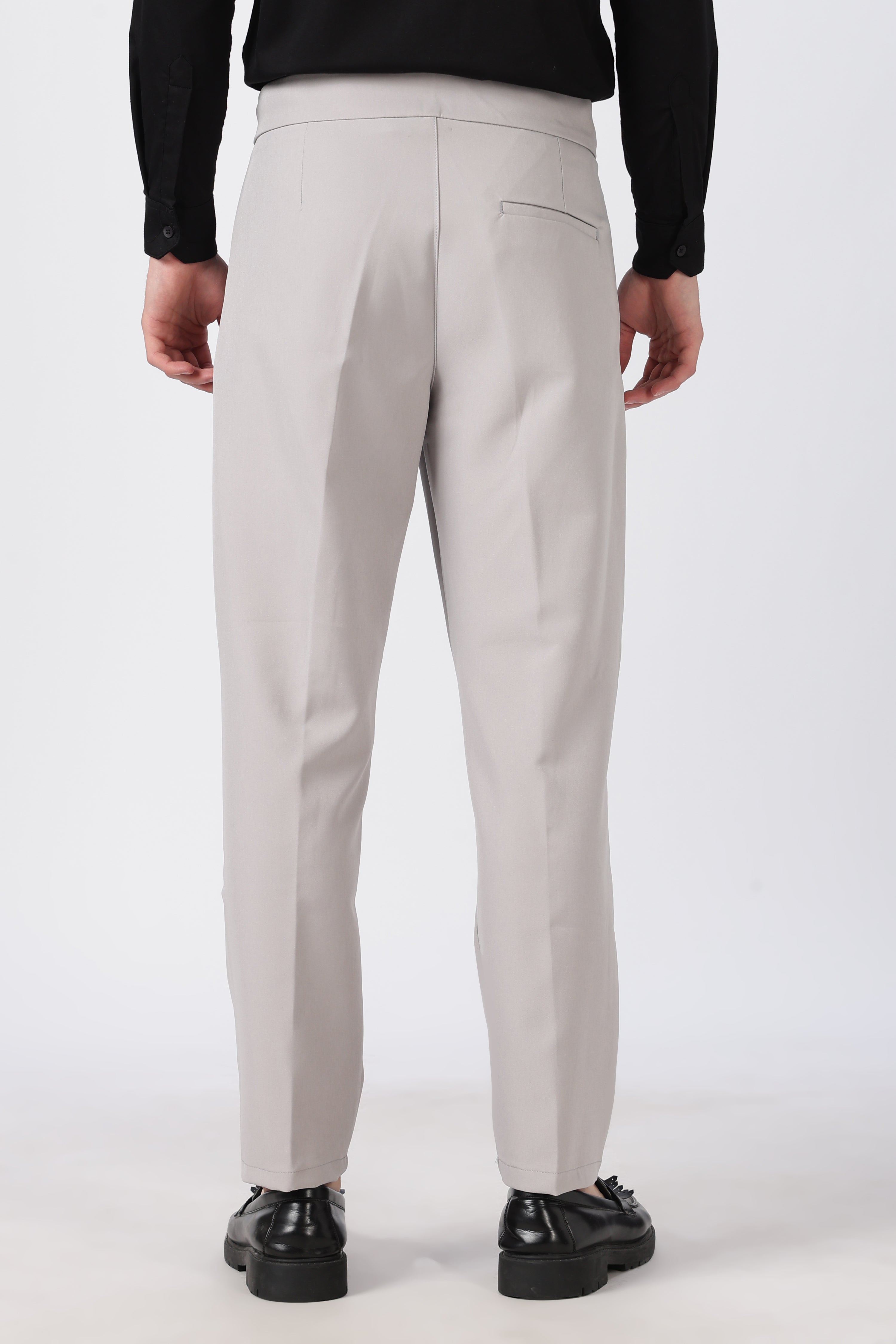 Italian Style Grey Pleated Straight Fit Pants