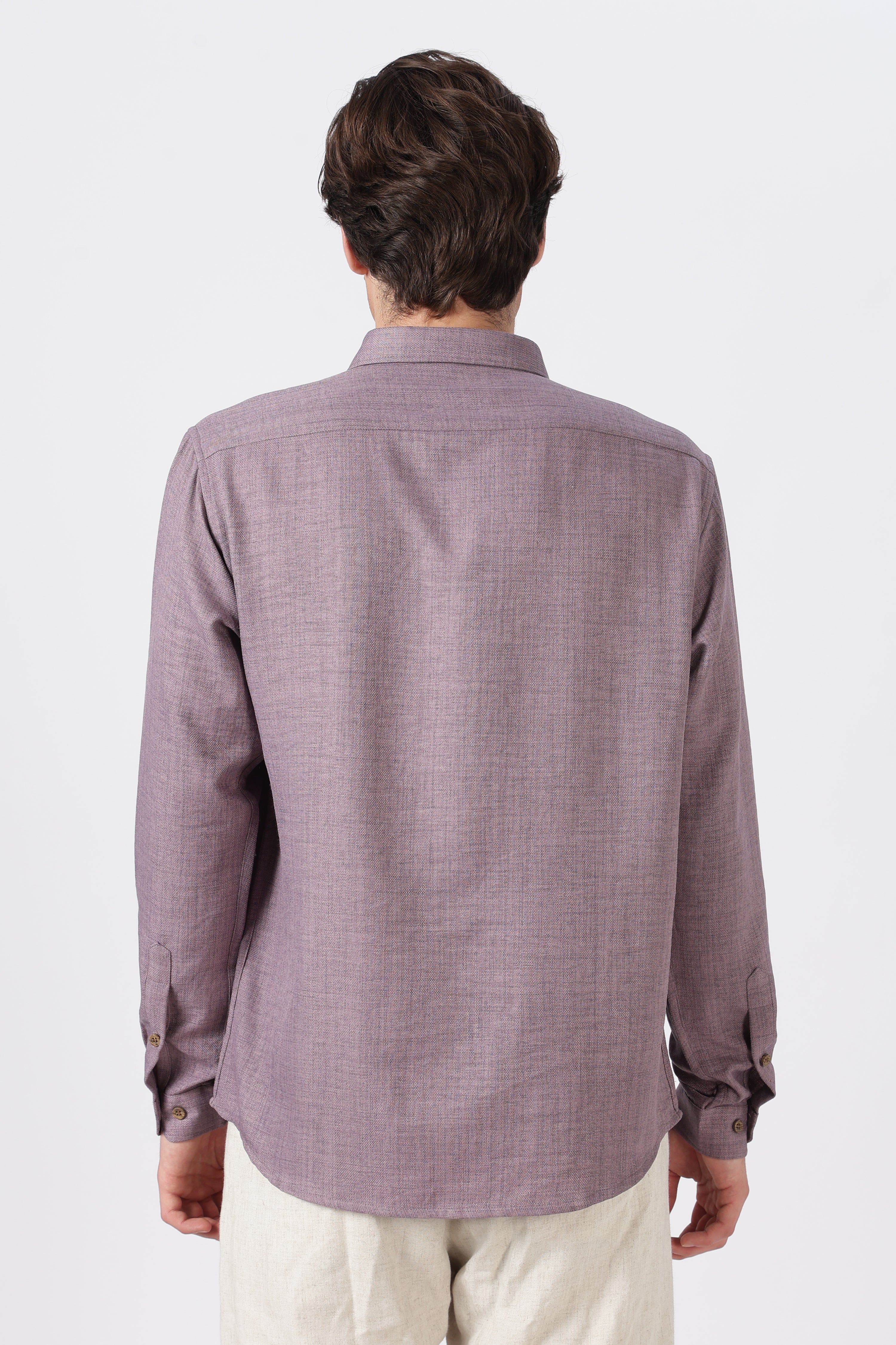 Leaping Leopard Cotton Regular Fit Mauve Embroidered Shirt