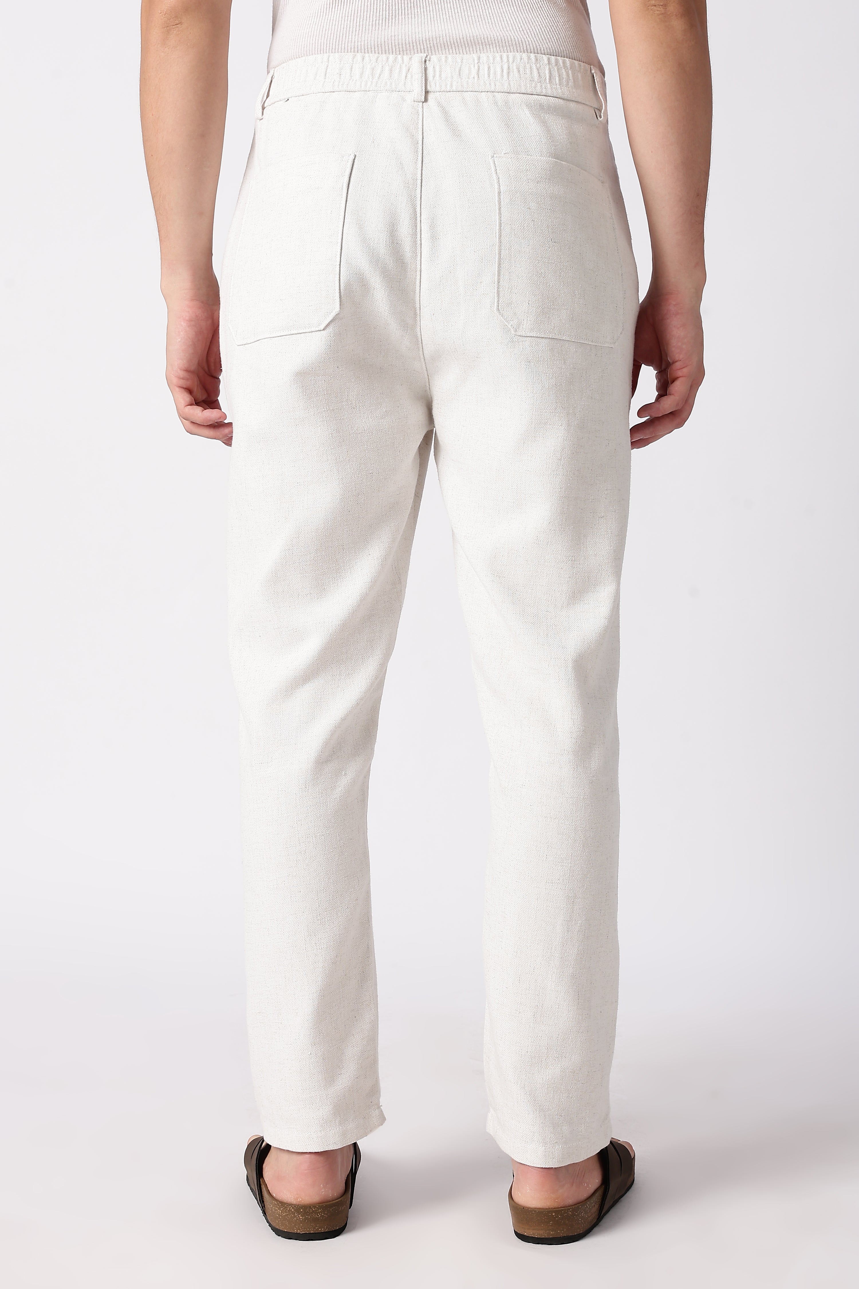 Linen-style 100% Cotton Straight Fit Cream Pant
