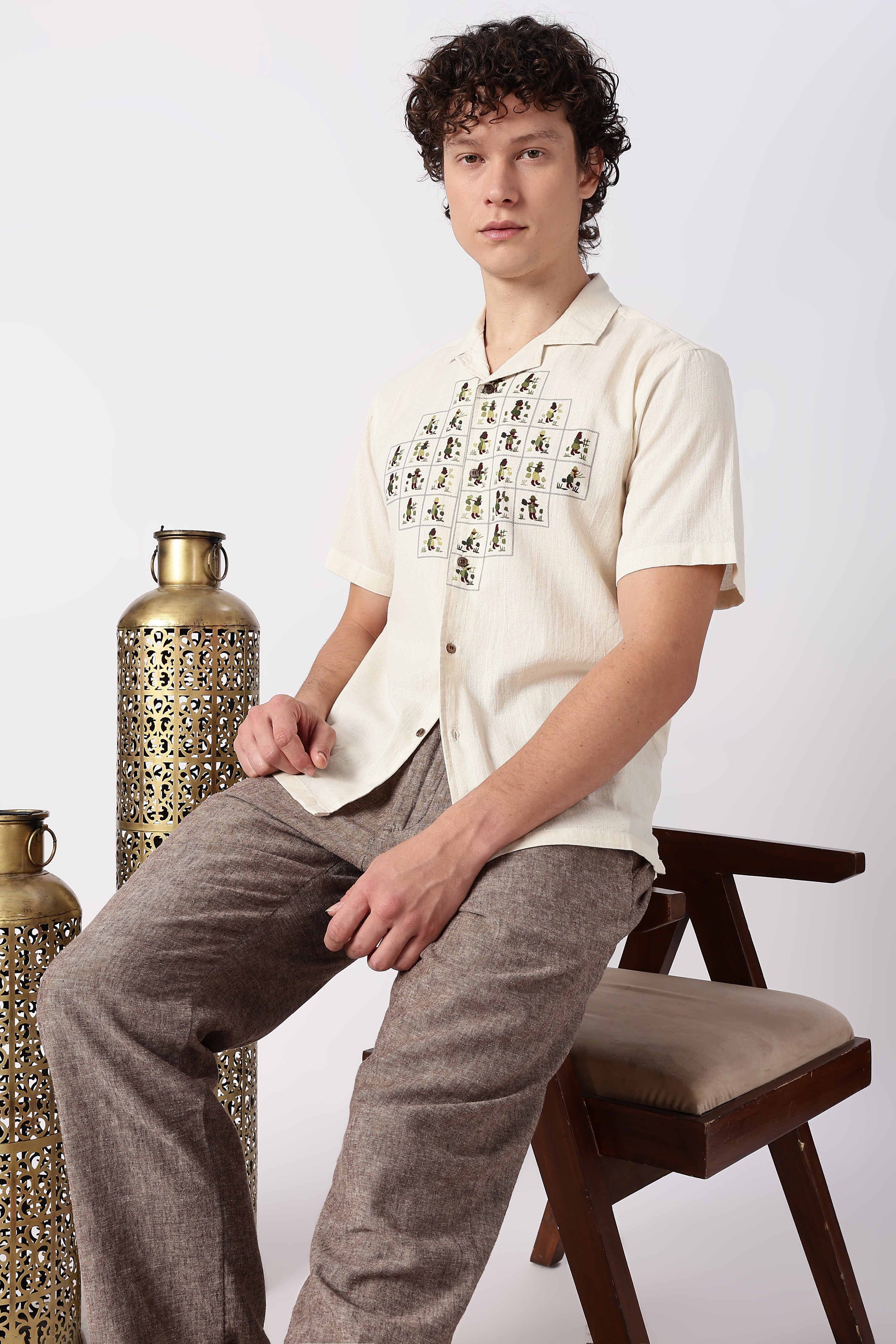 Atlas Mosaic Printed Cuban Collar Shirt