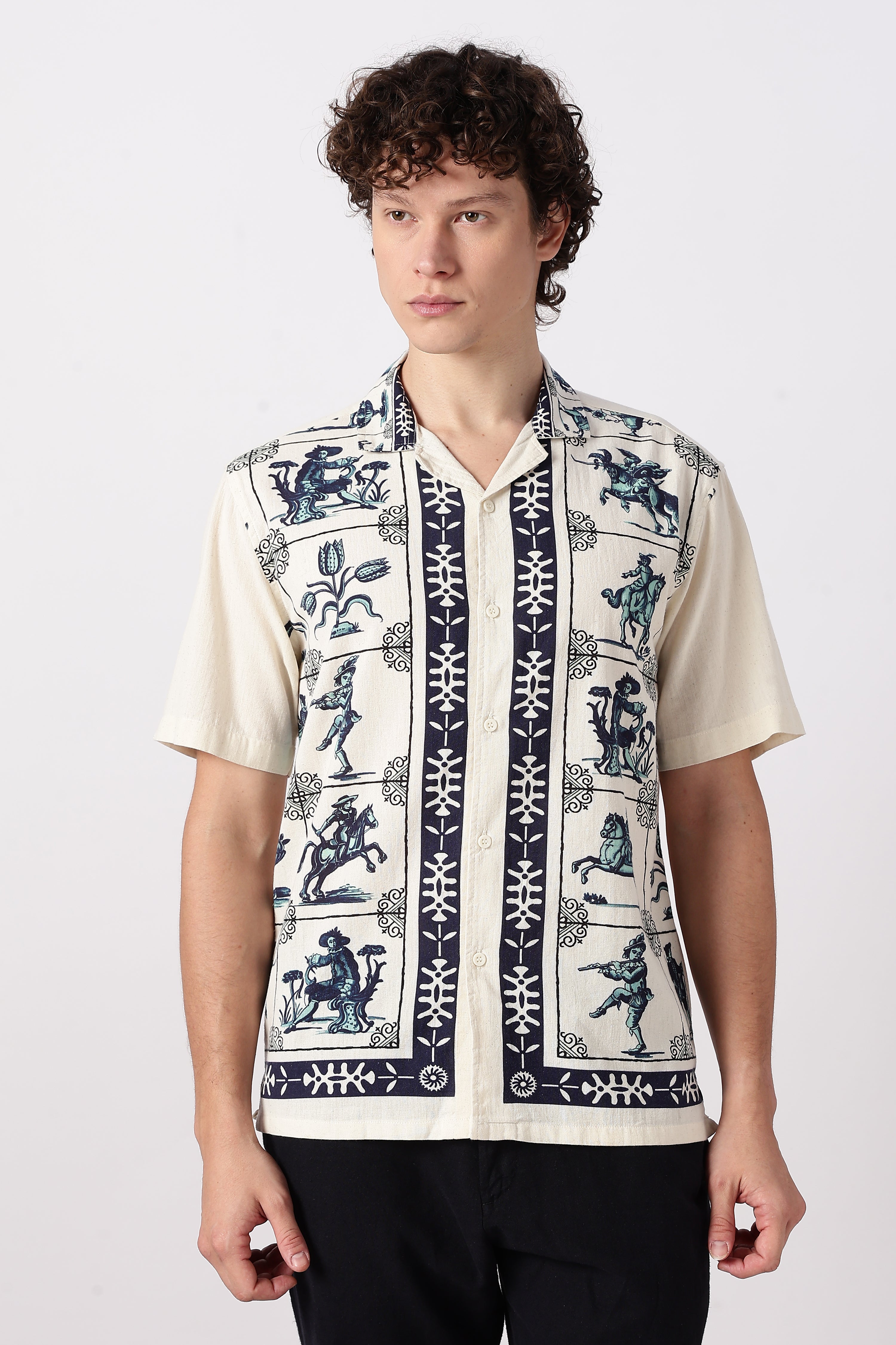Heritage Rider Printed Cuban Collar Shirt