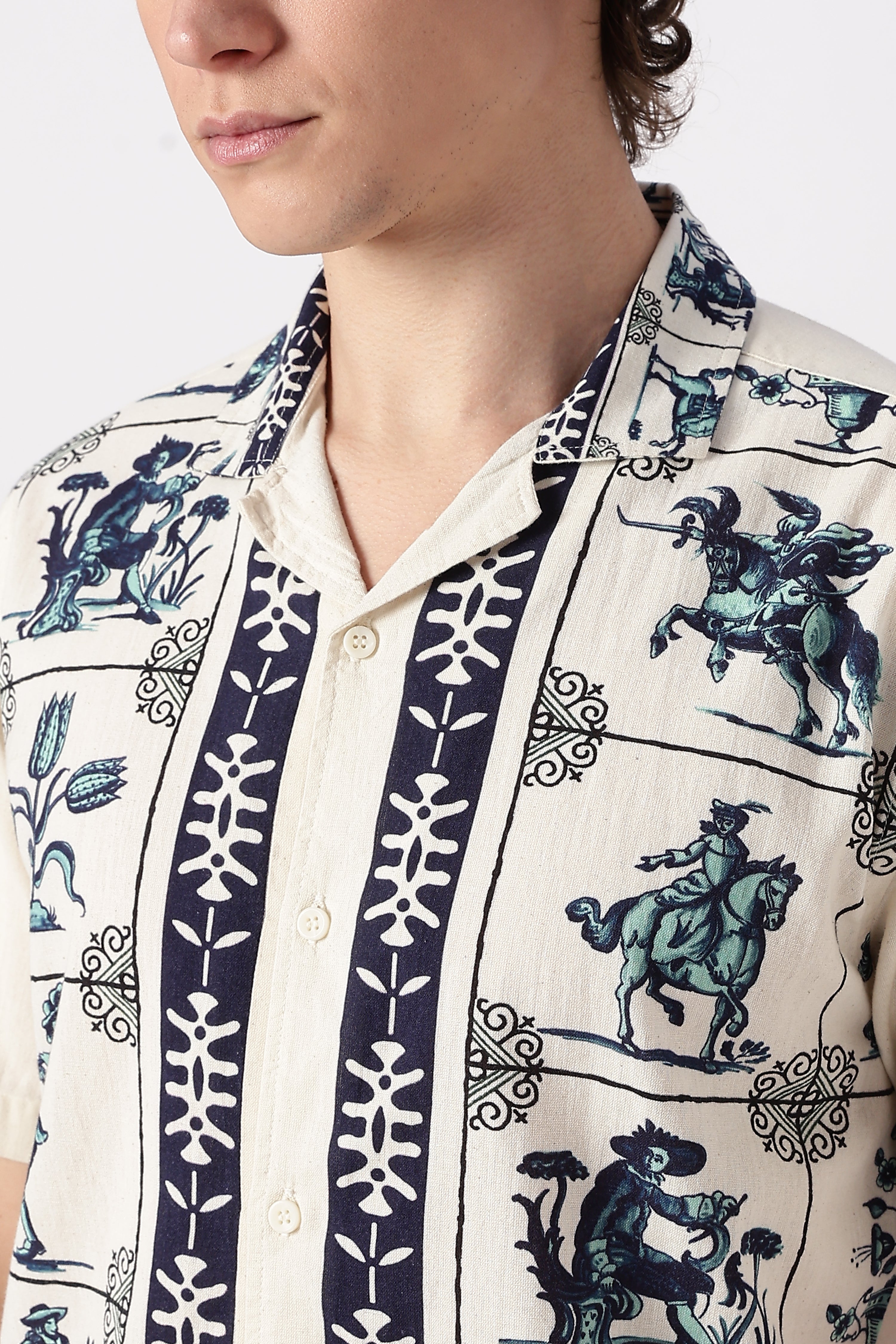 Heritage Rider Printed Cuban Collar Shirt