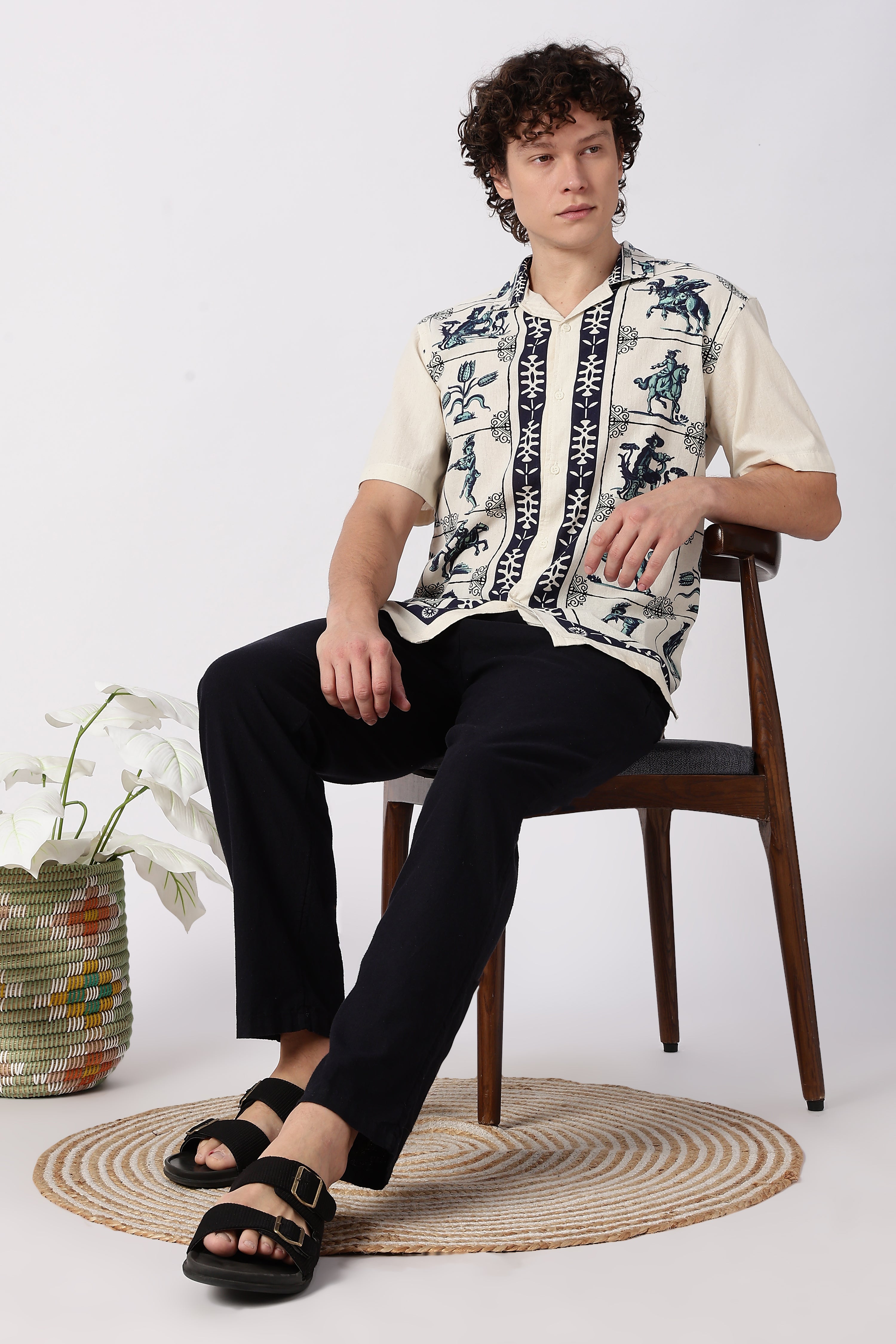 Heritage Rider Printed Cuban Collar Shirt