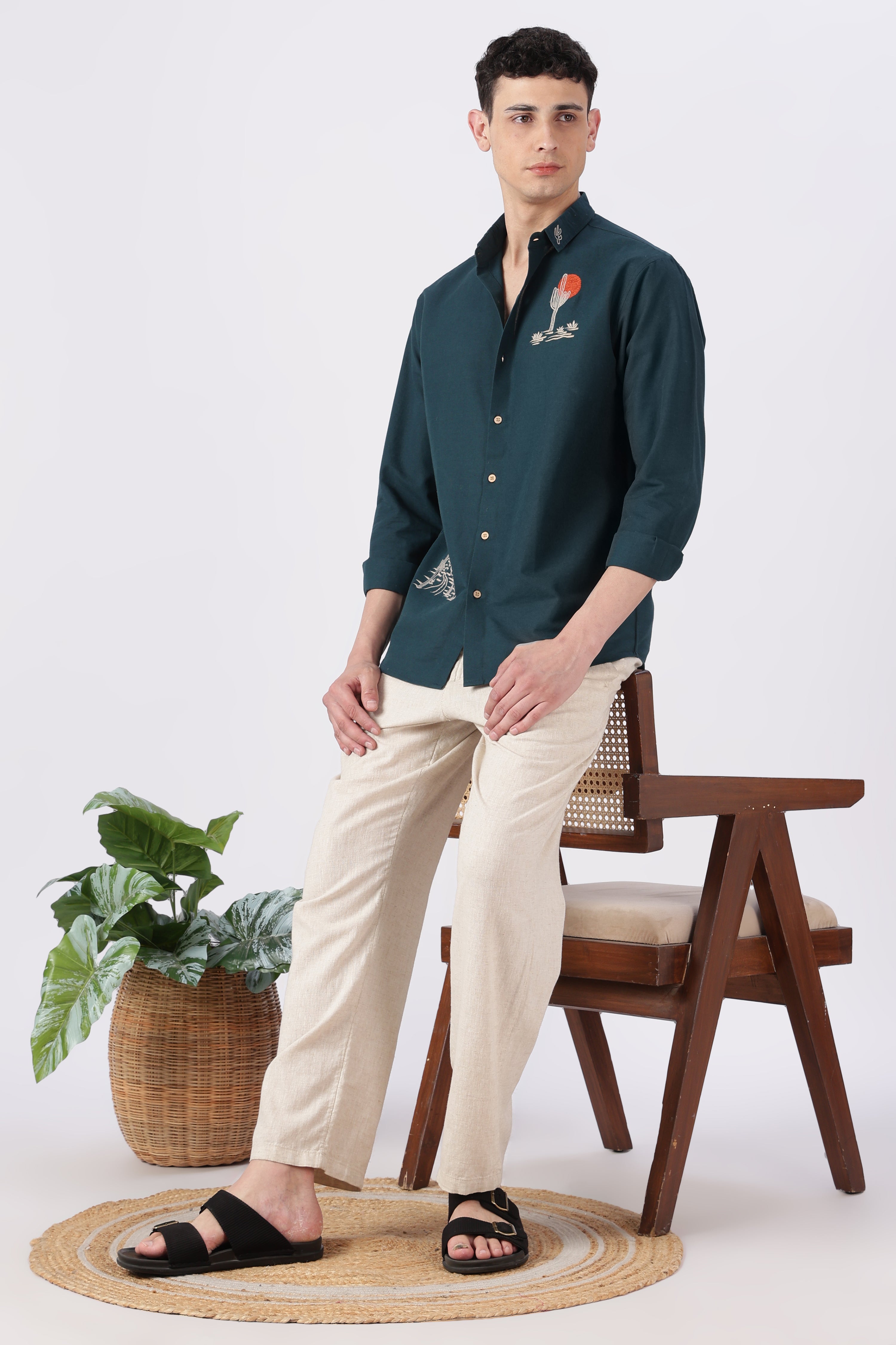 Sunset State of Mind Embroidered Cotton Shirt