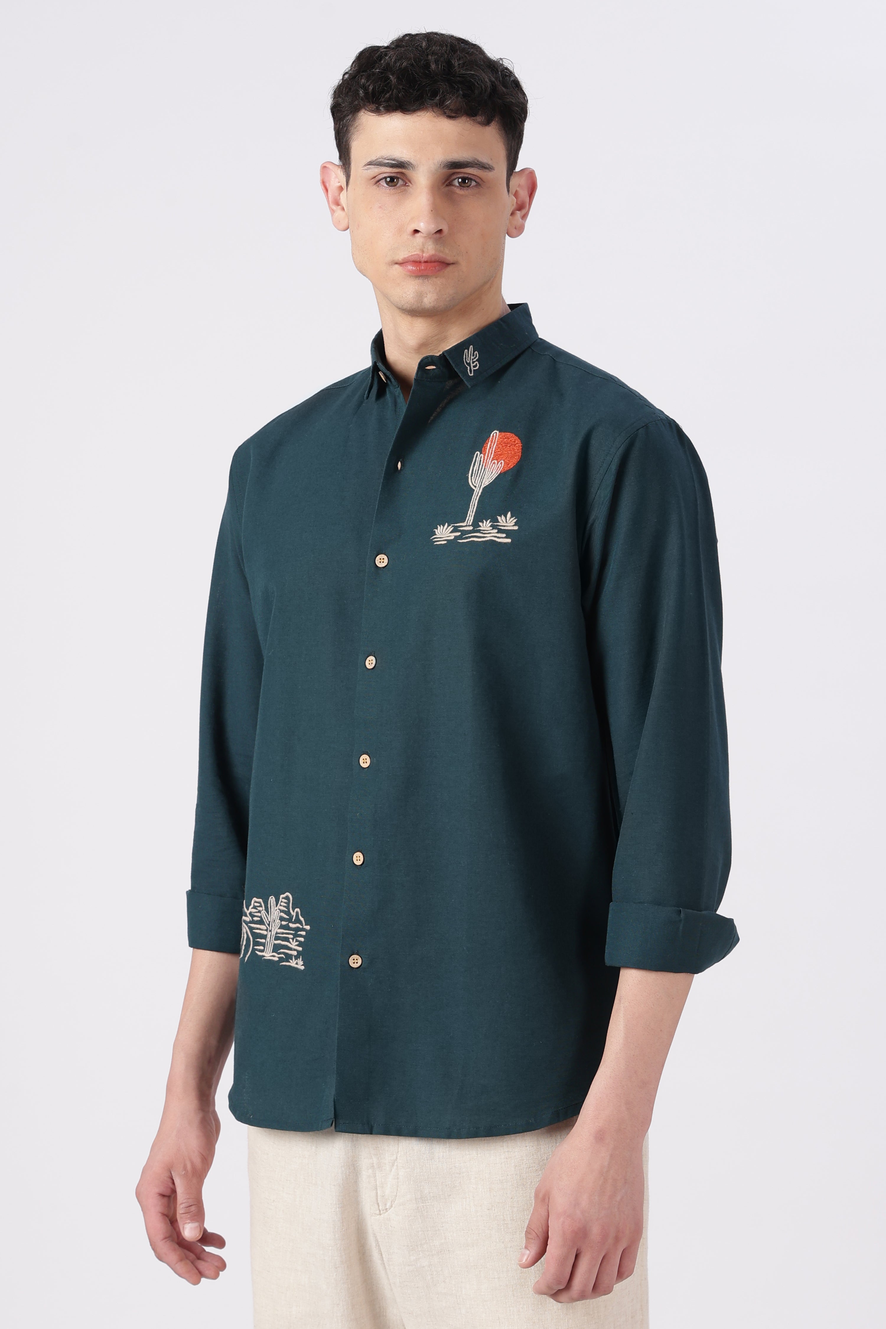 Sunset State of Mind Embroidered Cotton Shirt