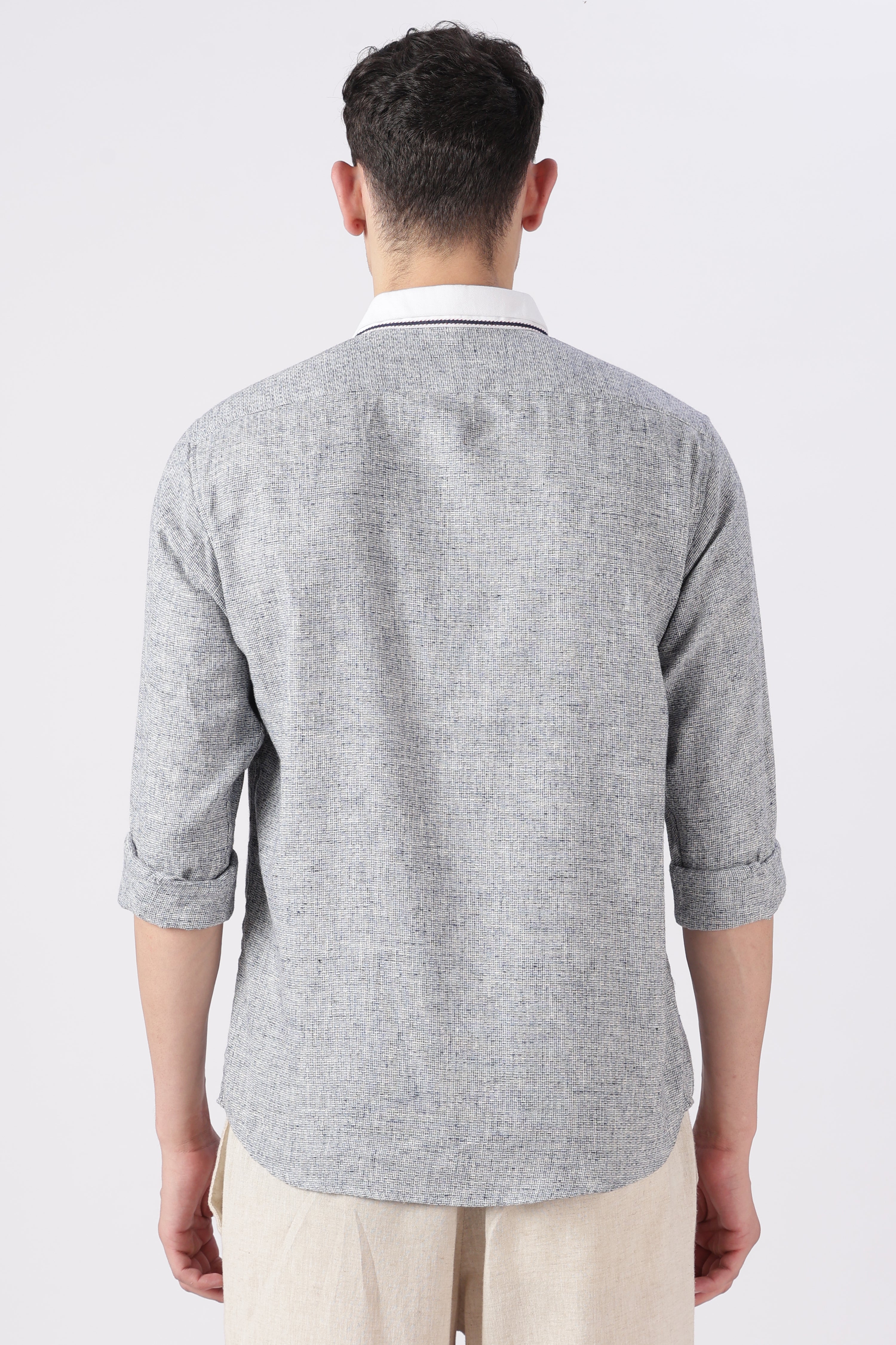 Italia Postmark Grey Embroidered Shirt