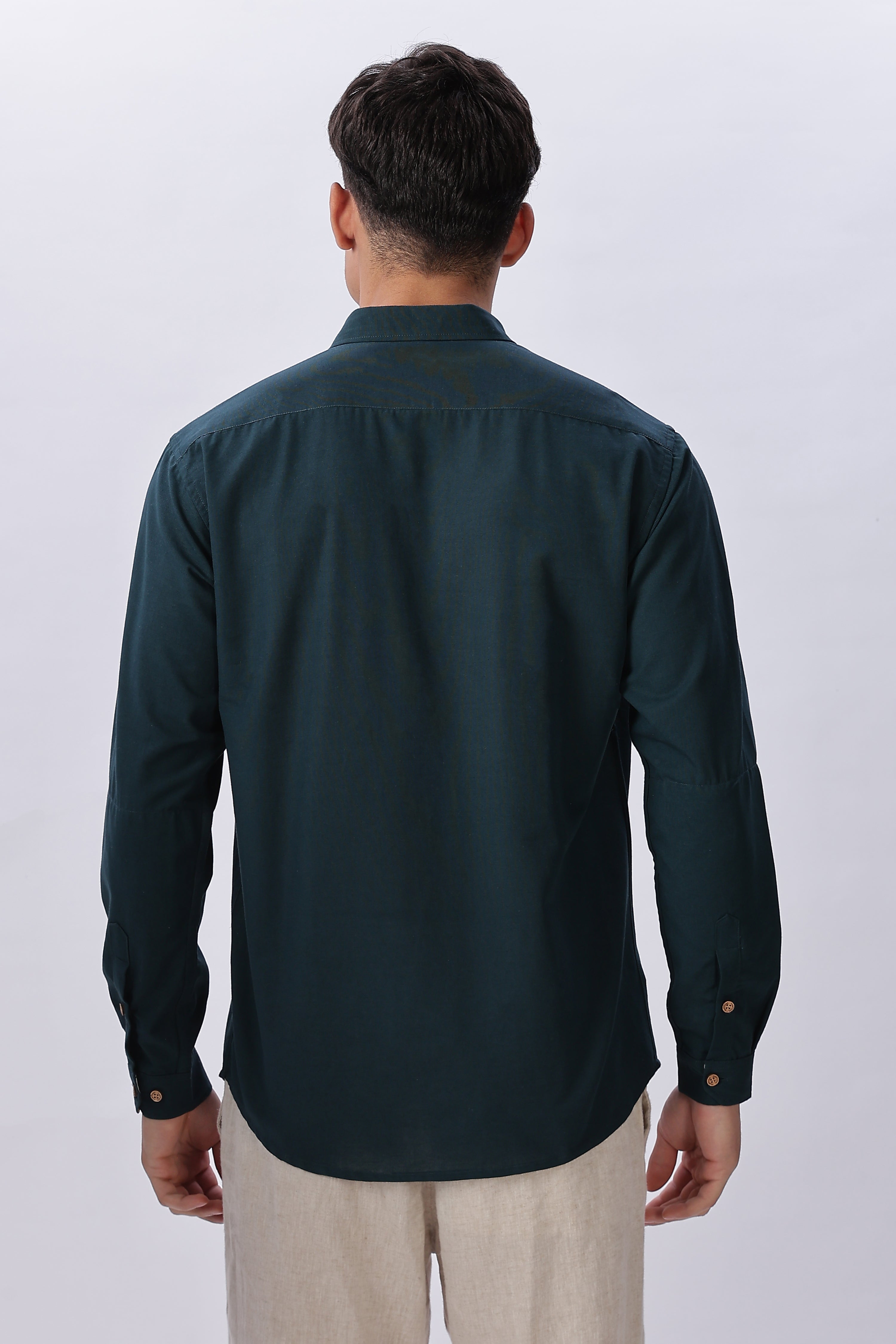 Lakeside Forest Cabin Embroidered Cotton Shirt