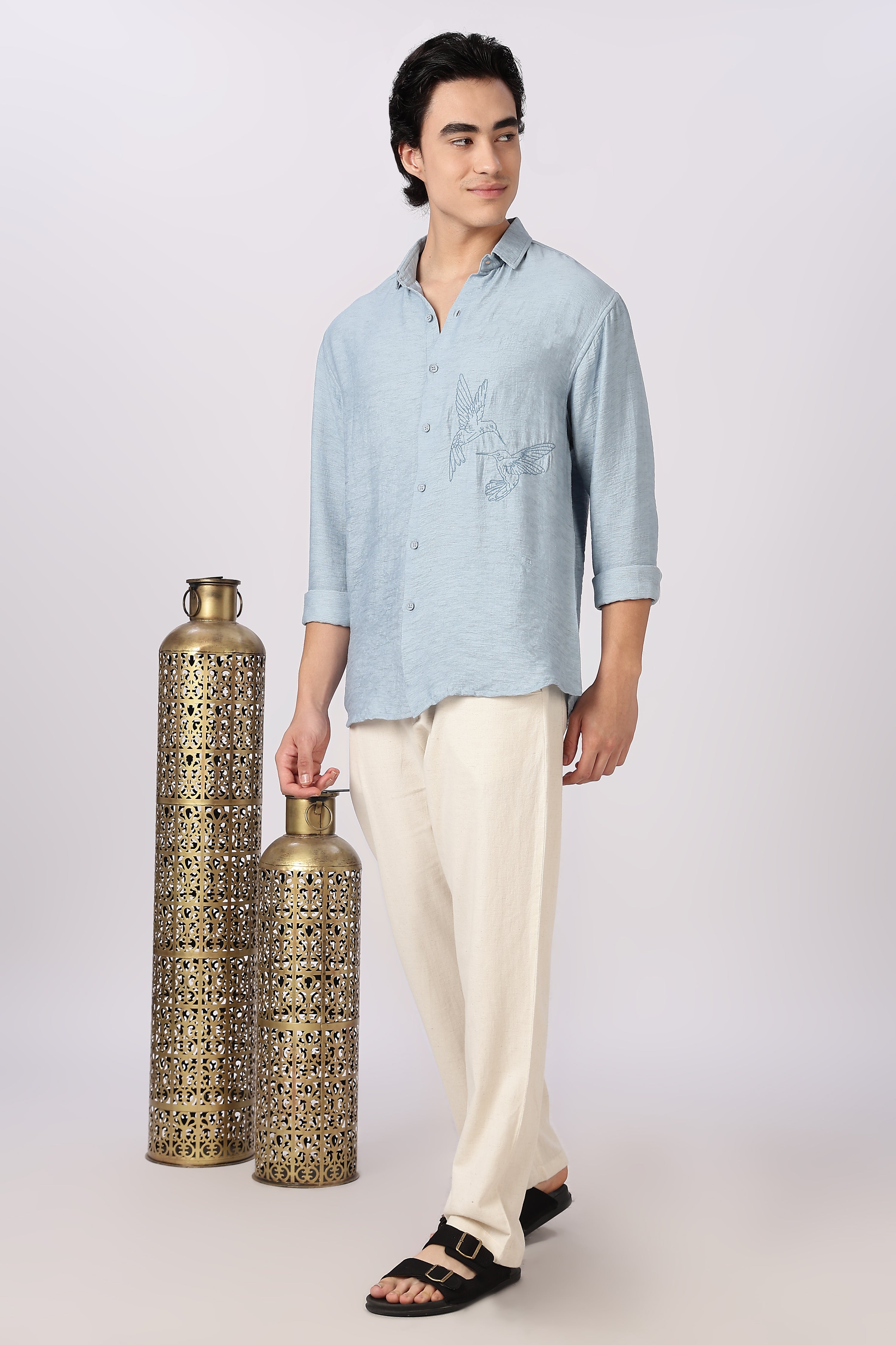 Linen-style 100% Cotton Straight Fit Cream Pant