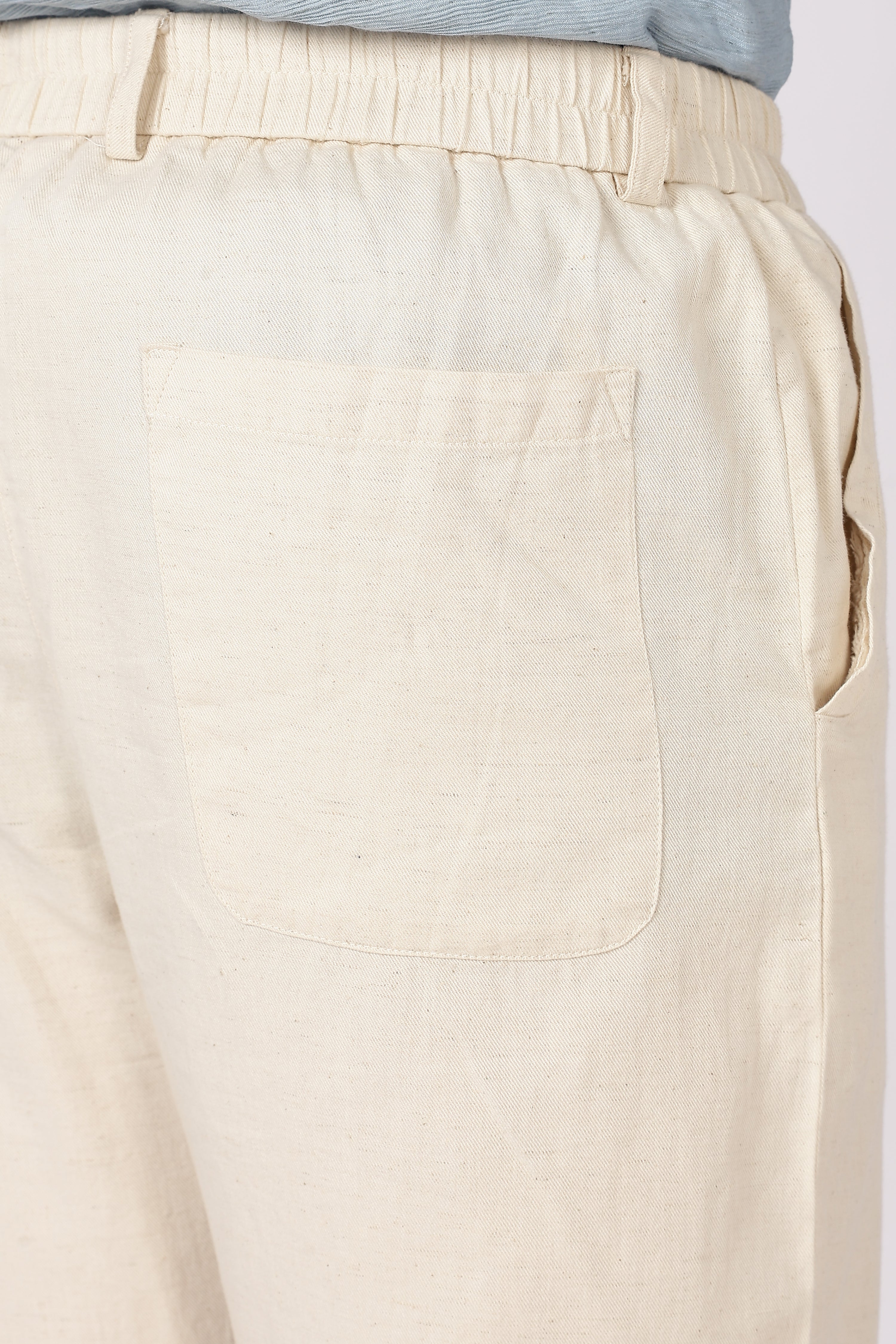 Linen-style 100% Cotton Straight Fit Cream Pant