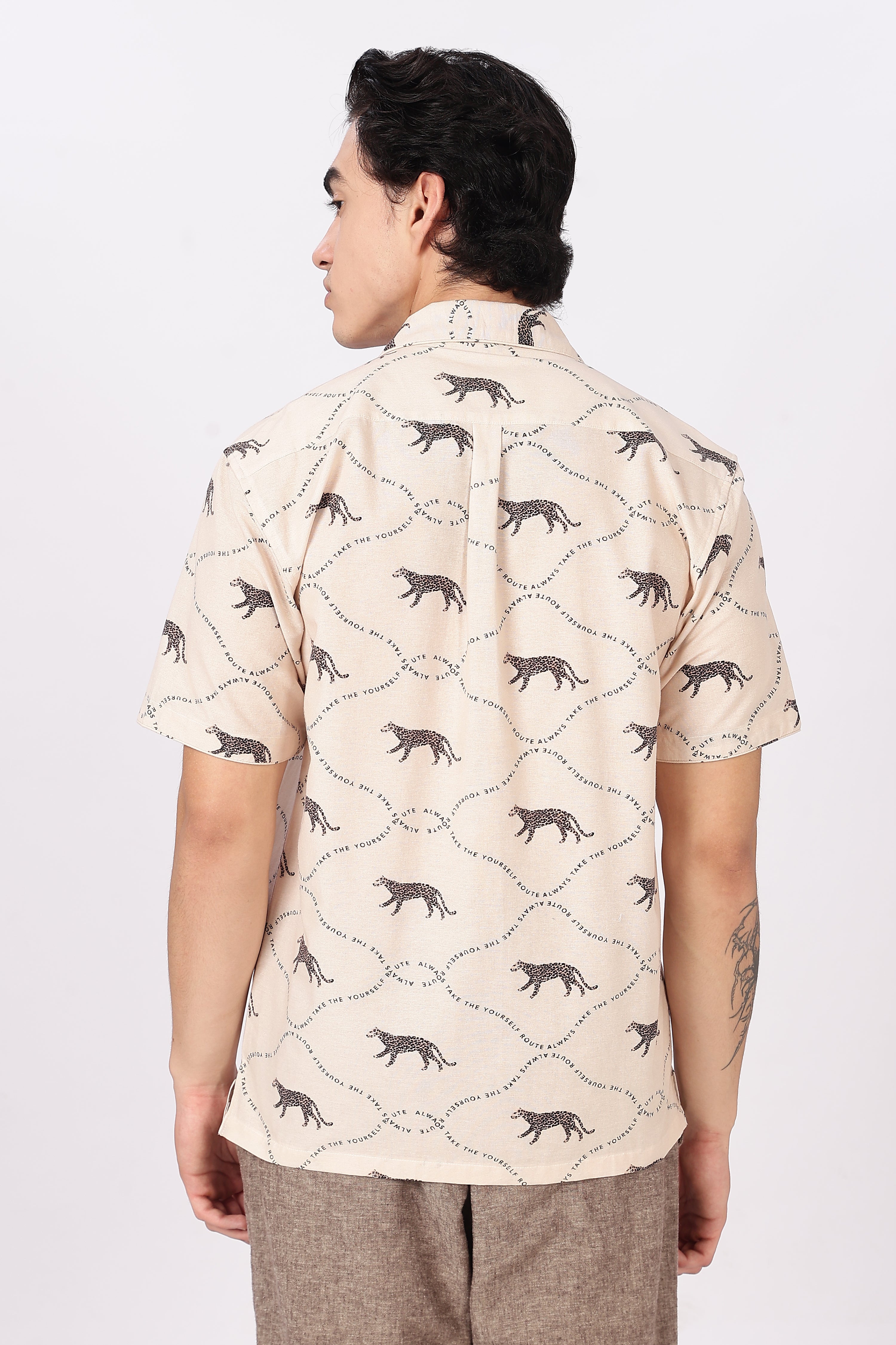 Savanna Stride Printed Cuban Collar Shirt