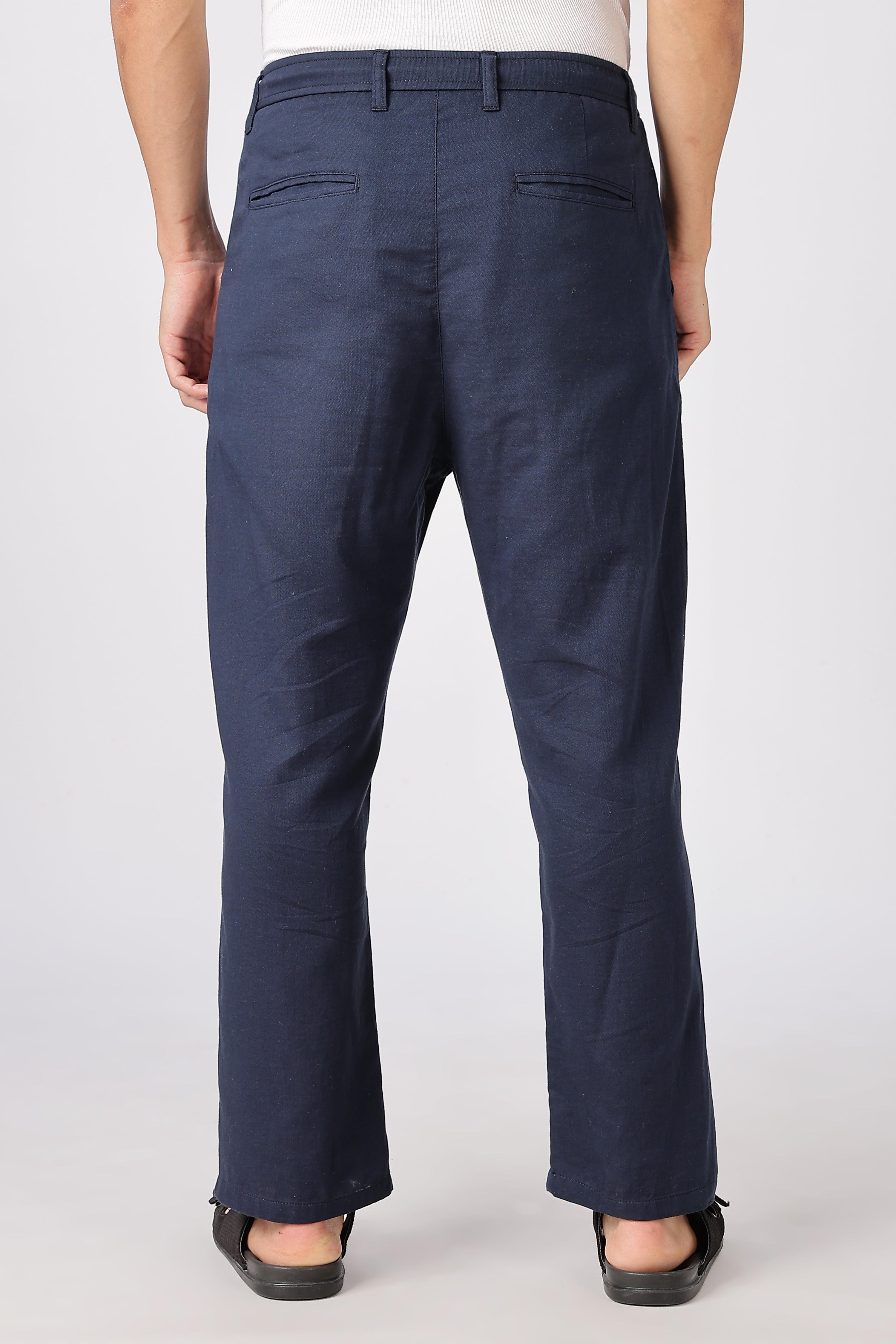 Stand at Ease 100% Cotton Straight Fit Navy Blue Pant