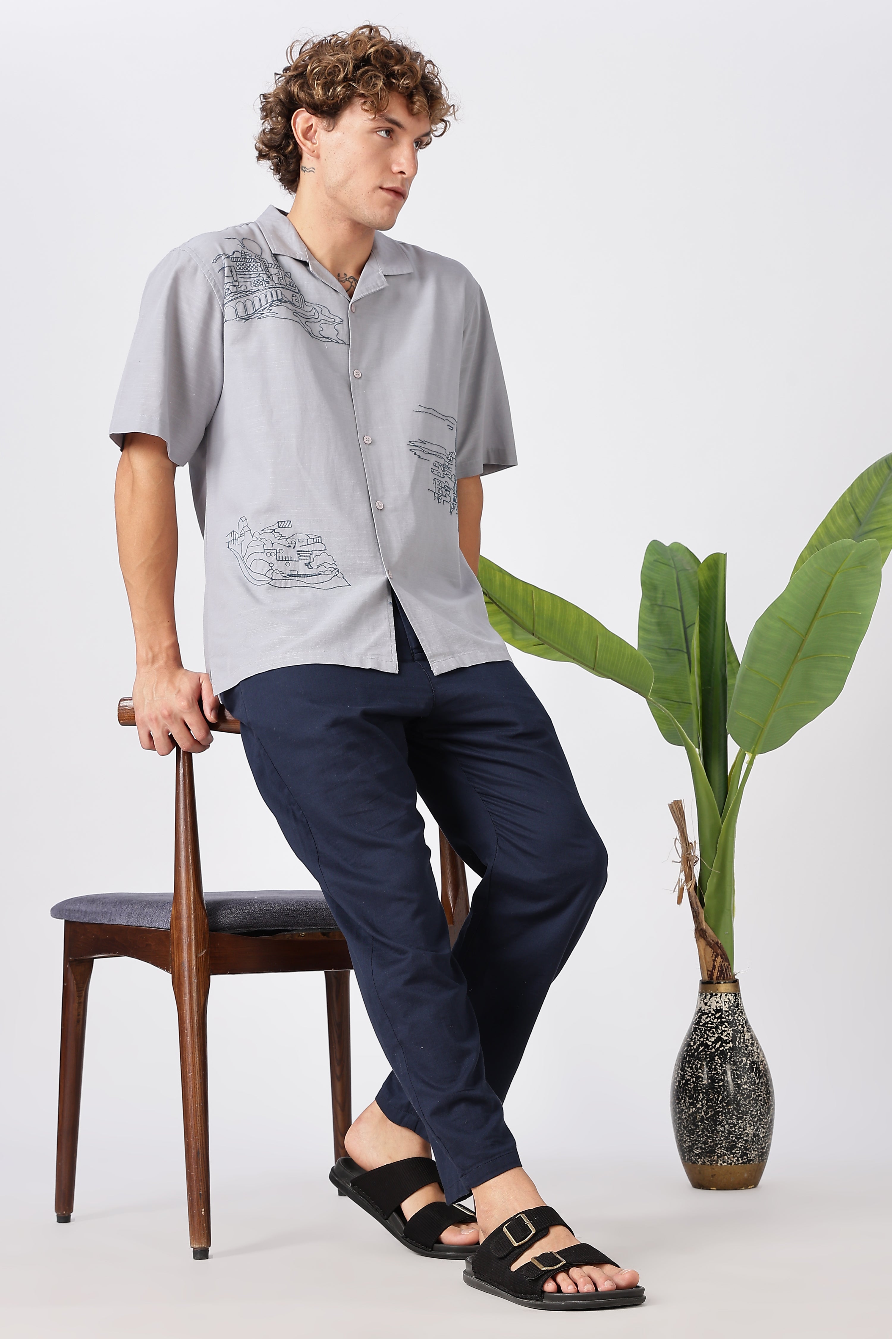 Stand at Ease 100% Cotton Straight Fit Navy Blue Pant