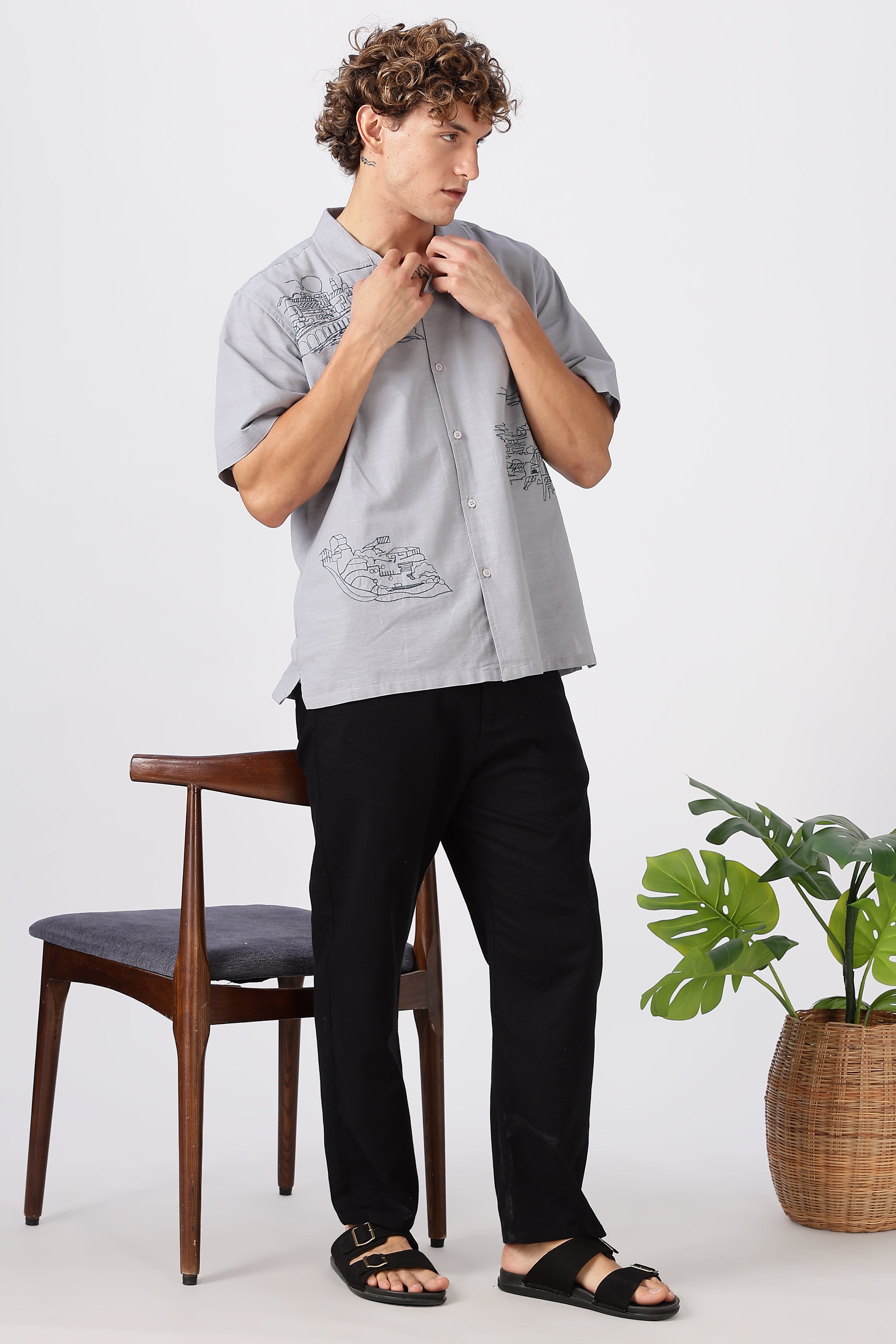 Stand at Ease 100% Cotton Straight Fit Black Pant