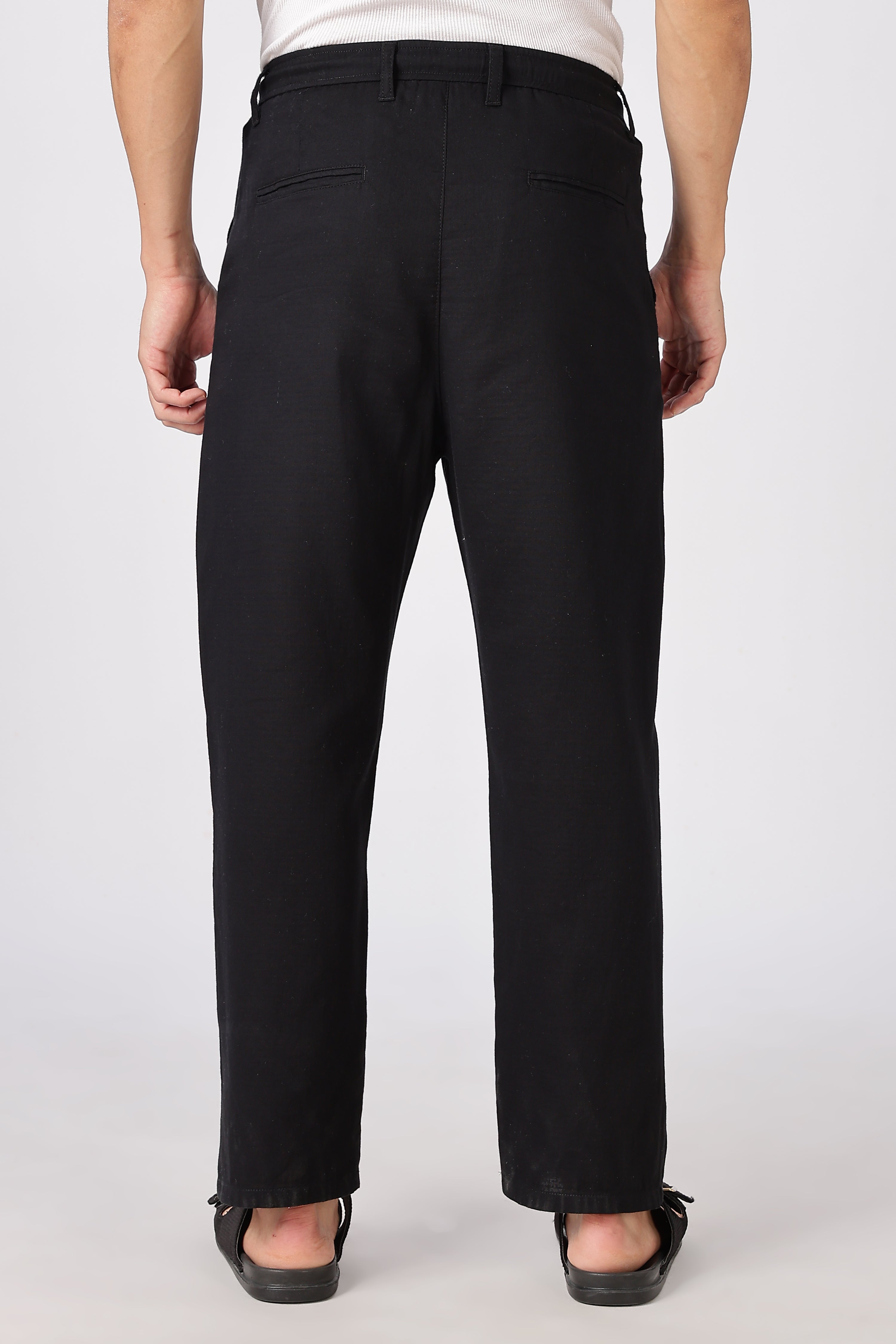 Stand at Ease 100% Cotton Straight Fit Black Pant
