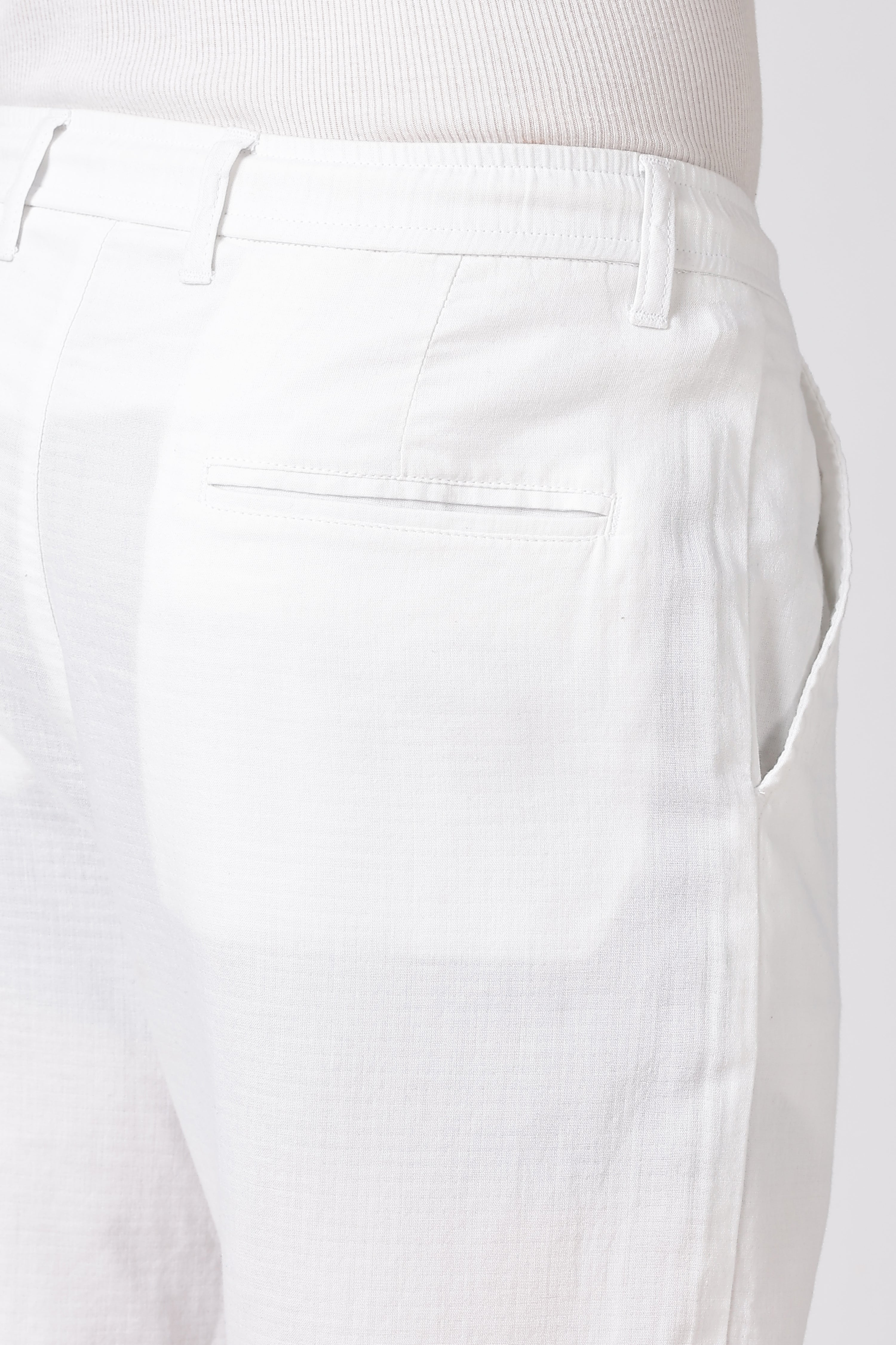 Stand at Ease 100% Cotton Straight Fit White Pant